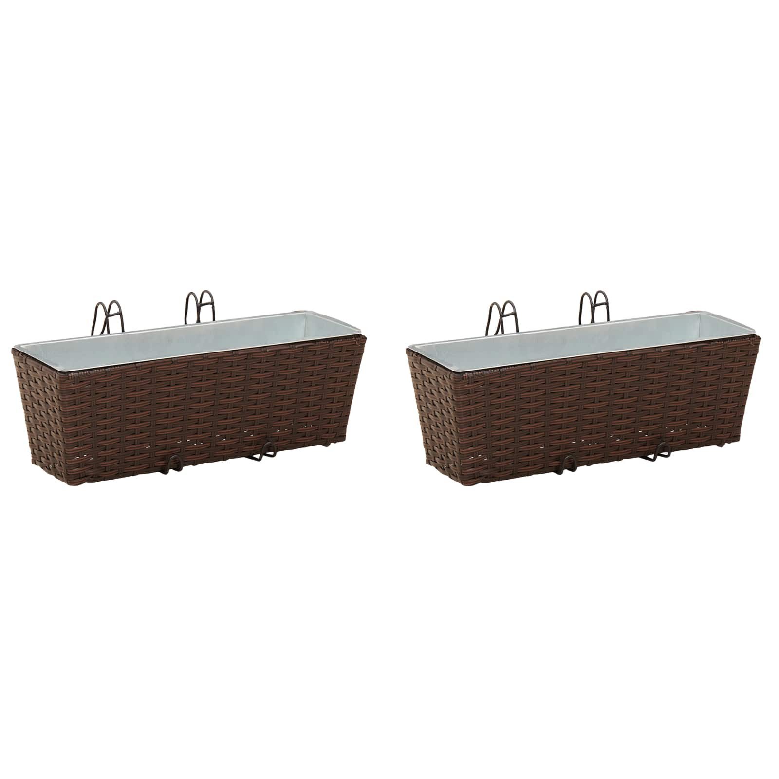 vidaXL Blumentopf Balkon 2 stk. Braun 50 x 17 x 17 cm Metall (2 St)