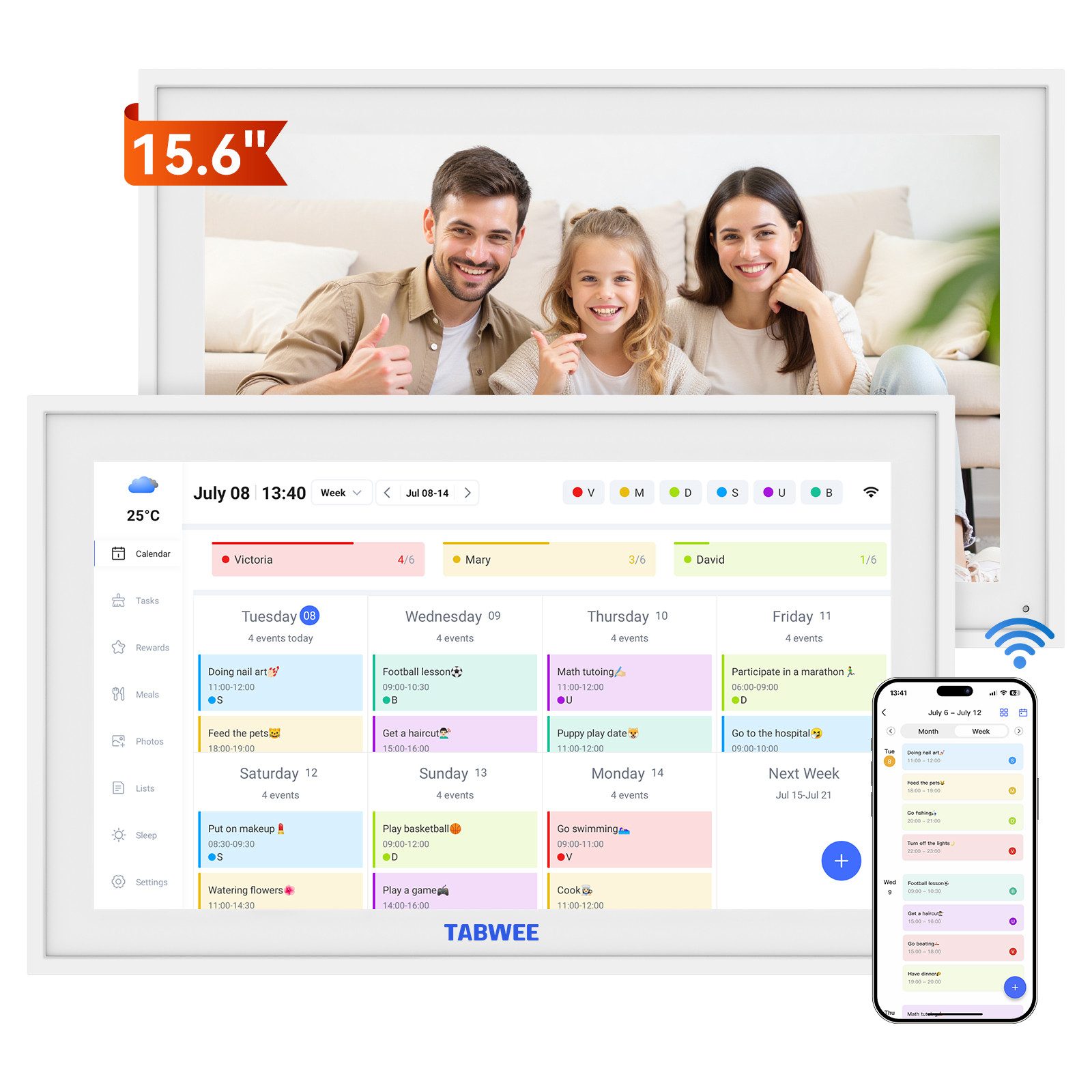 TABWEE 10,1" P10 + 15.6" P15 Digitaler Wandkalender, für Zuhause und Büro Tablet (10,1+15,6", 32 GB, (2 Stück, 2pcs)