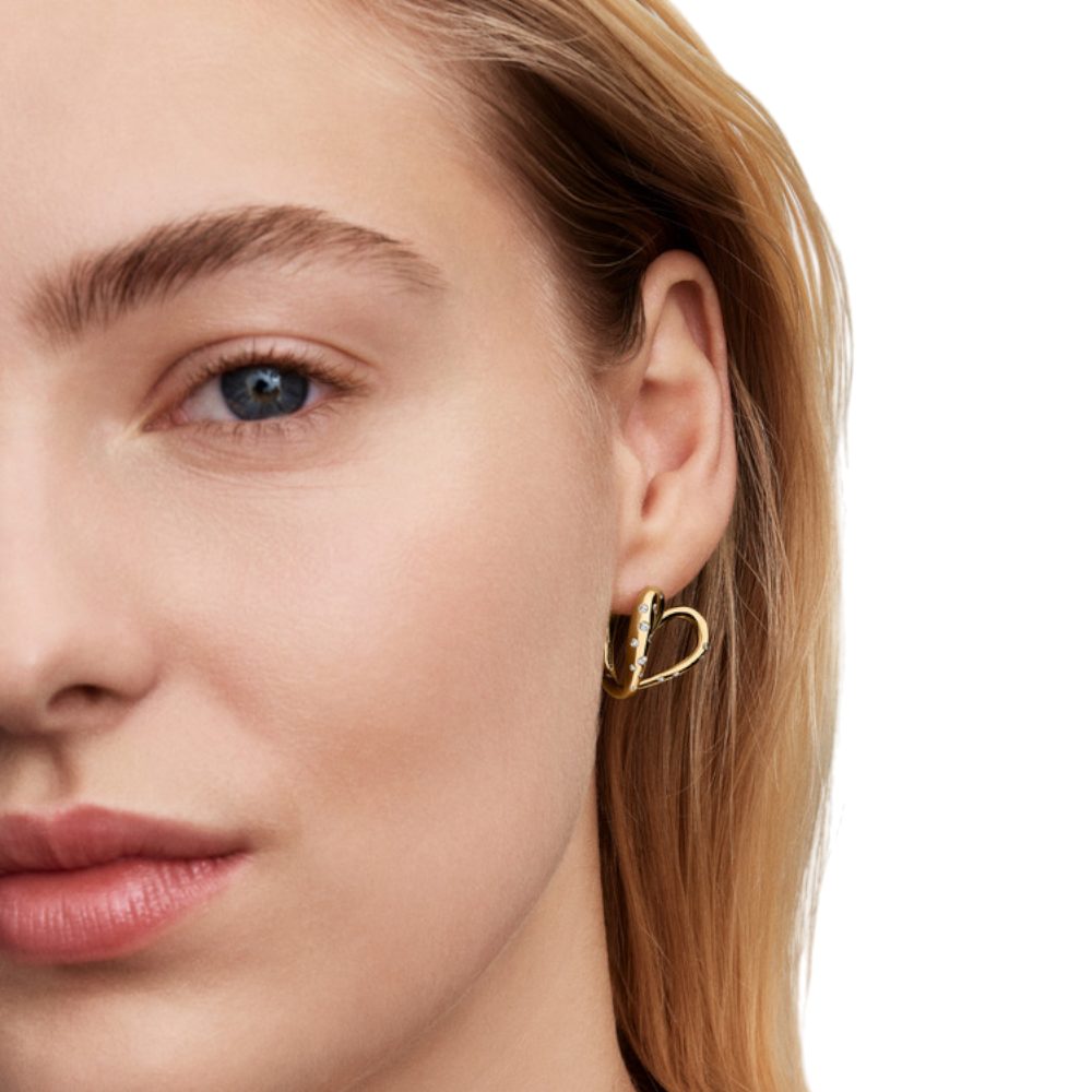 Pandora Paar Creolen 264664C01, Vergoldet, Herz, Liebe, Zirkonia