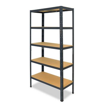 shelfplaza Schwerlastregal HOME, 180x40x60cm anthrazit, Metallregal mit 5 Böden, als Kellerregal, Garagenregal, Werkstattregal oder Lagerregal, Steckregal Metall mit 175kg Tragkraft