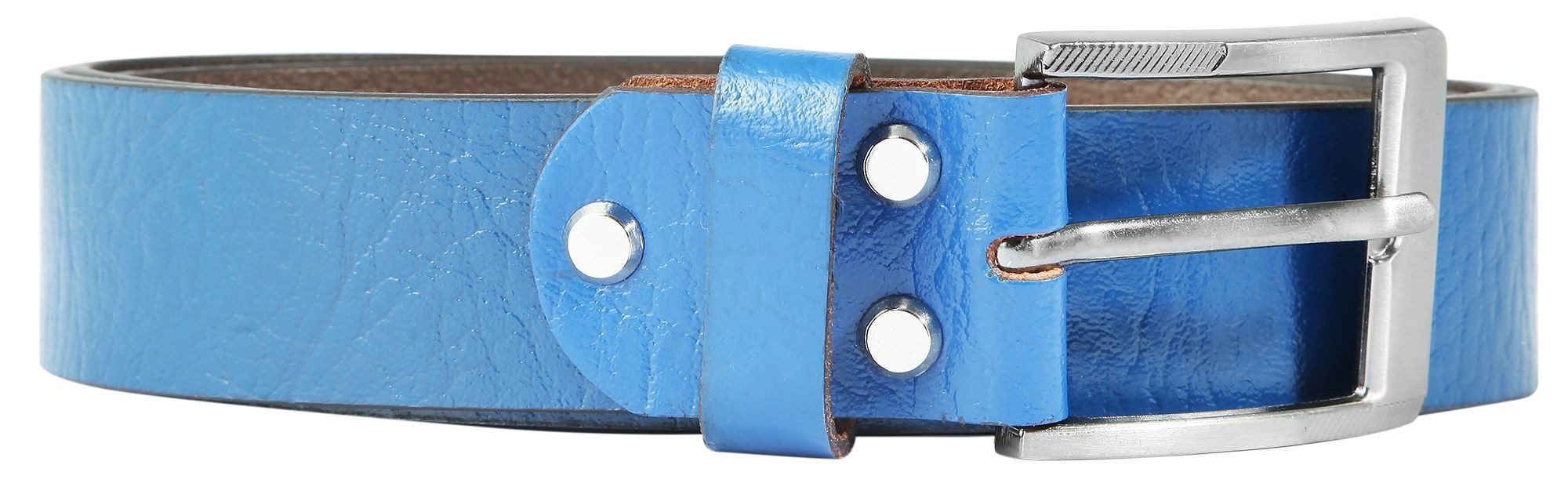 Leonardo Verrelli Ledergürtel hochwertiges Echt Leder, blau, 90 cm - 130 cm (Bundweite)