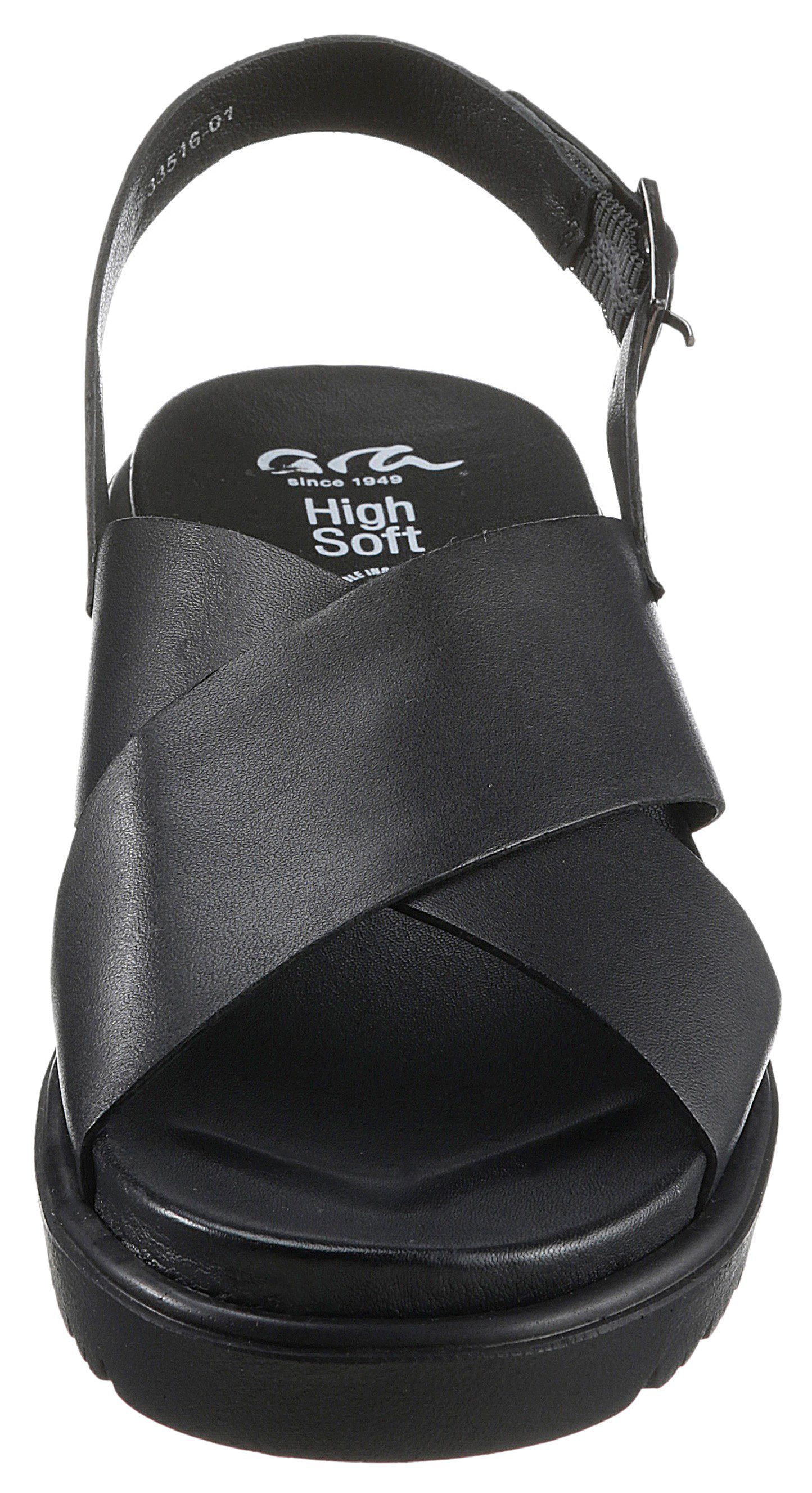 Schwarz Sandalette Schnalle verstellbarer mit BILBAO Ara