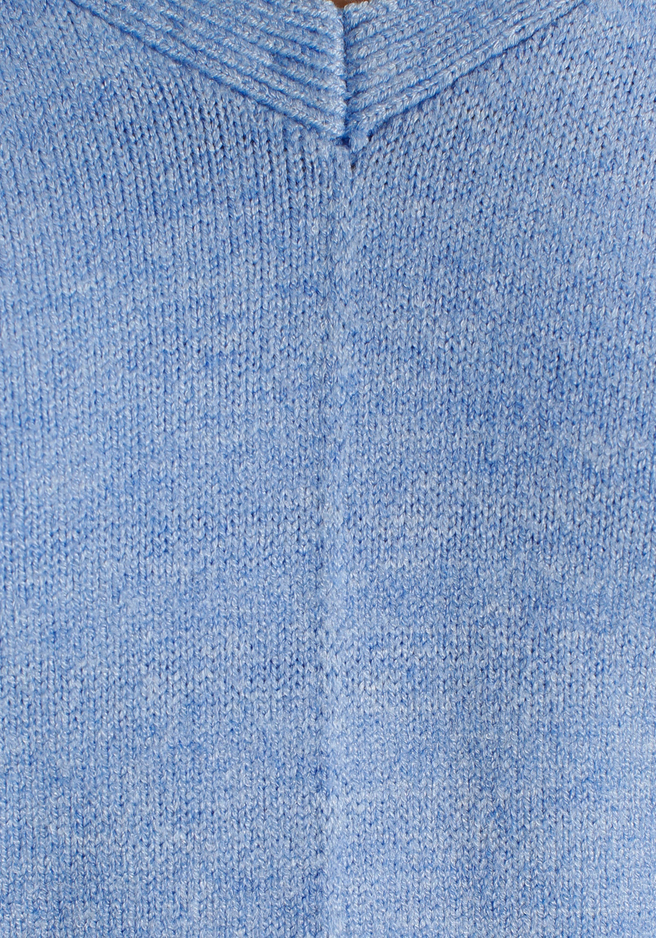 hellblau mit melange Tamaris Frontbiese V-Ausschnitt-Pullover