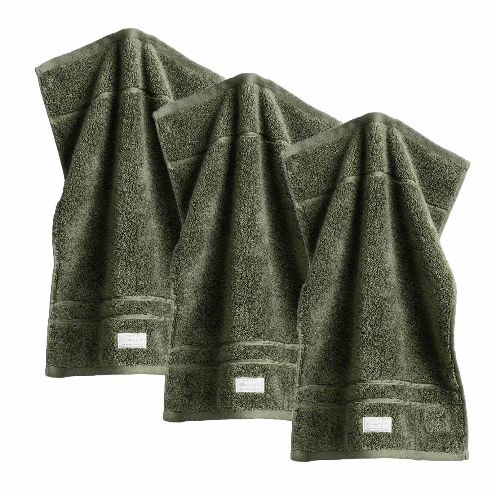 Gant Gästehandtücher Gästetuch, 3er Pack - Organic Premium Towel, Frottier (3-St) Grün