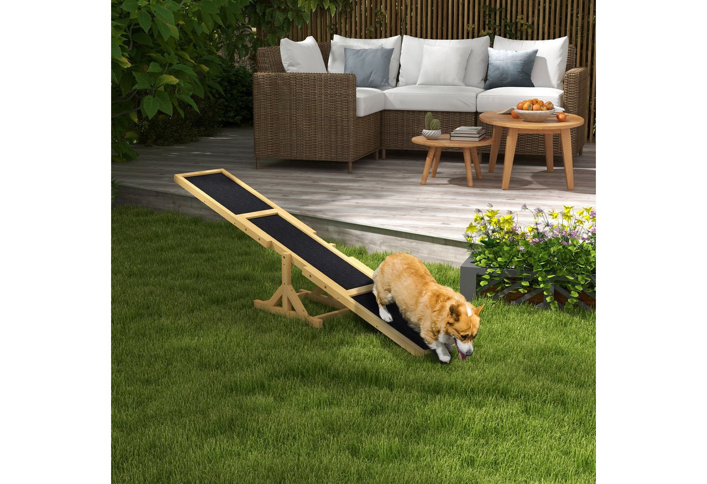 Thumbnail - PawHut Agility-Hürde Hundewippe Rutschfest Hunde Agilitäts Rampe für Hunde unter 30 kg, Tannenholz, Hunde Agility Wippe ...