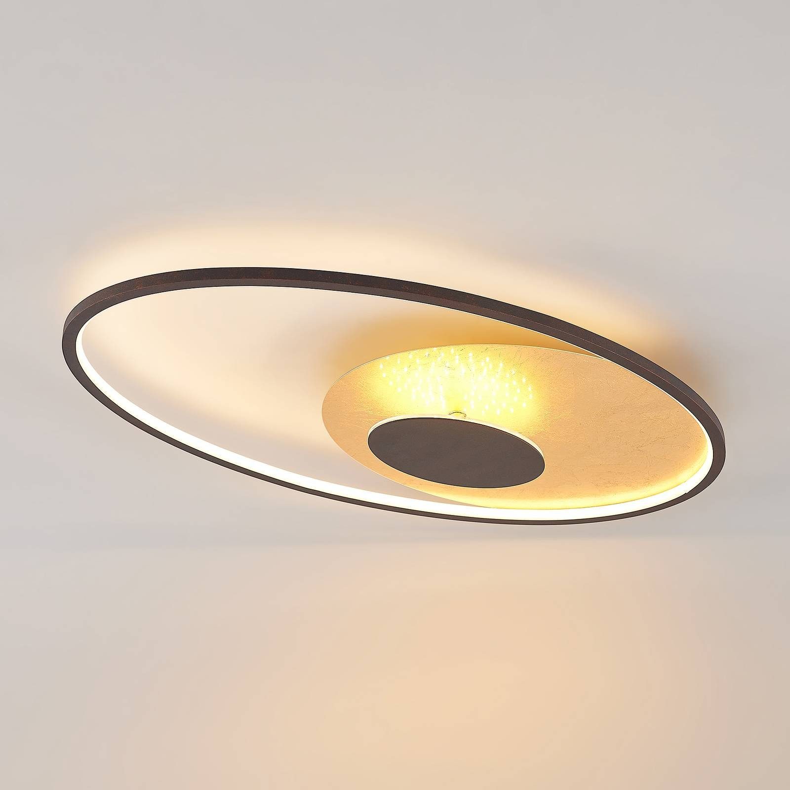 Modern, rostfarben, foliert, verbaut, dimmbar, LED-Leuchtmittel Deckenleuchte LED Lindby gold Metall, Feival, flammig, 1 warmweiß, inkl. fest