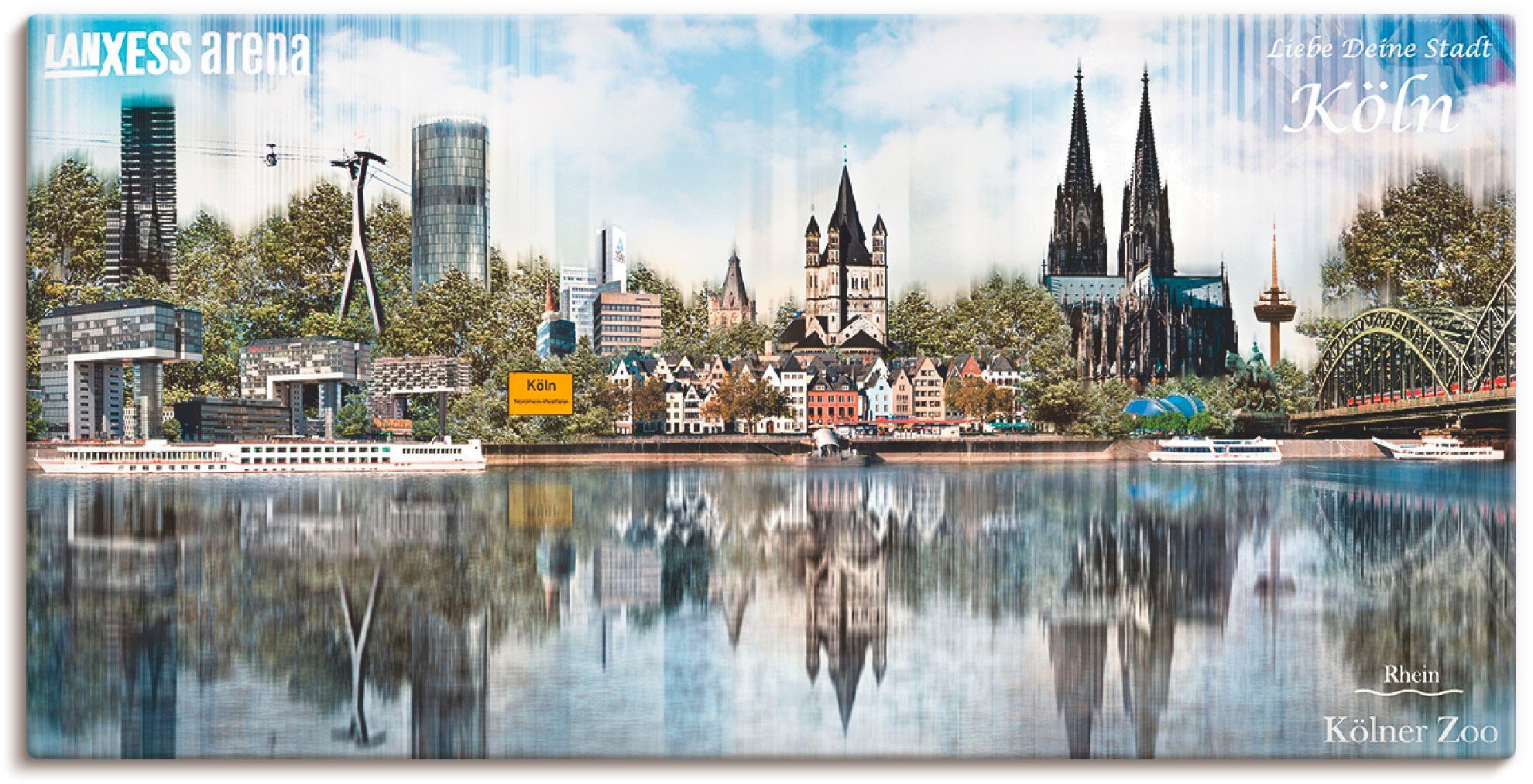 Artland Wandbild Köln Skyline Abstrakte Collage 20, Deutschland (1 St), als Leinwandbild, Wandaufkleber oder Poster in versch. Größen