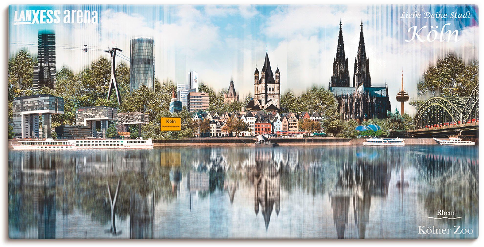 Artland Leinwandbild Köln Skyline Abstrakte Collage 20, Deutschland (1 St), auf Holzrahmen gespannt