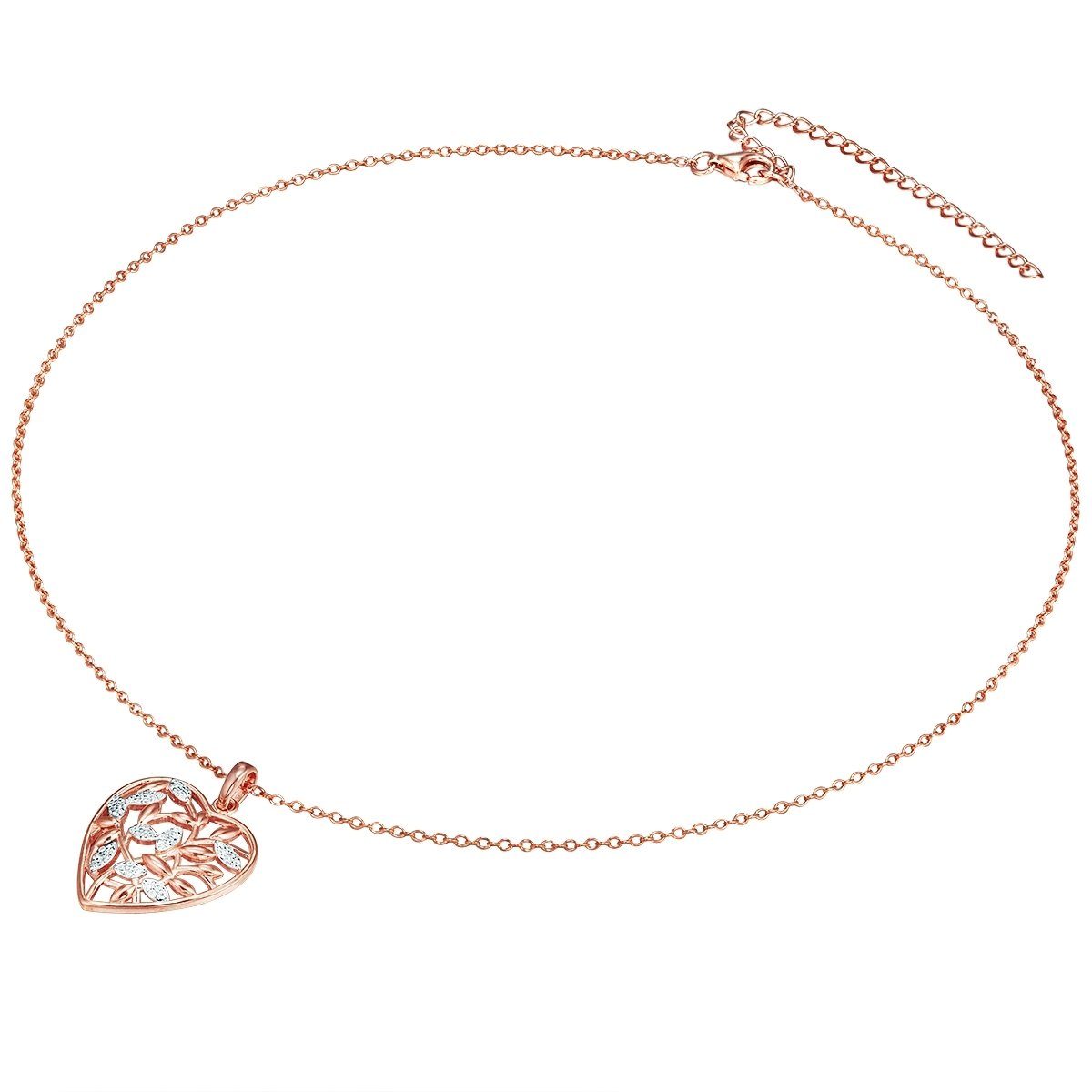 Rafaela Donata Silberkette Herzkette aus Sterling Silber, rosevergoldet, Zirkonia