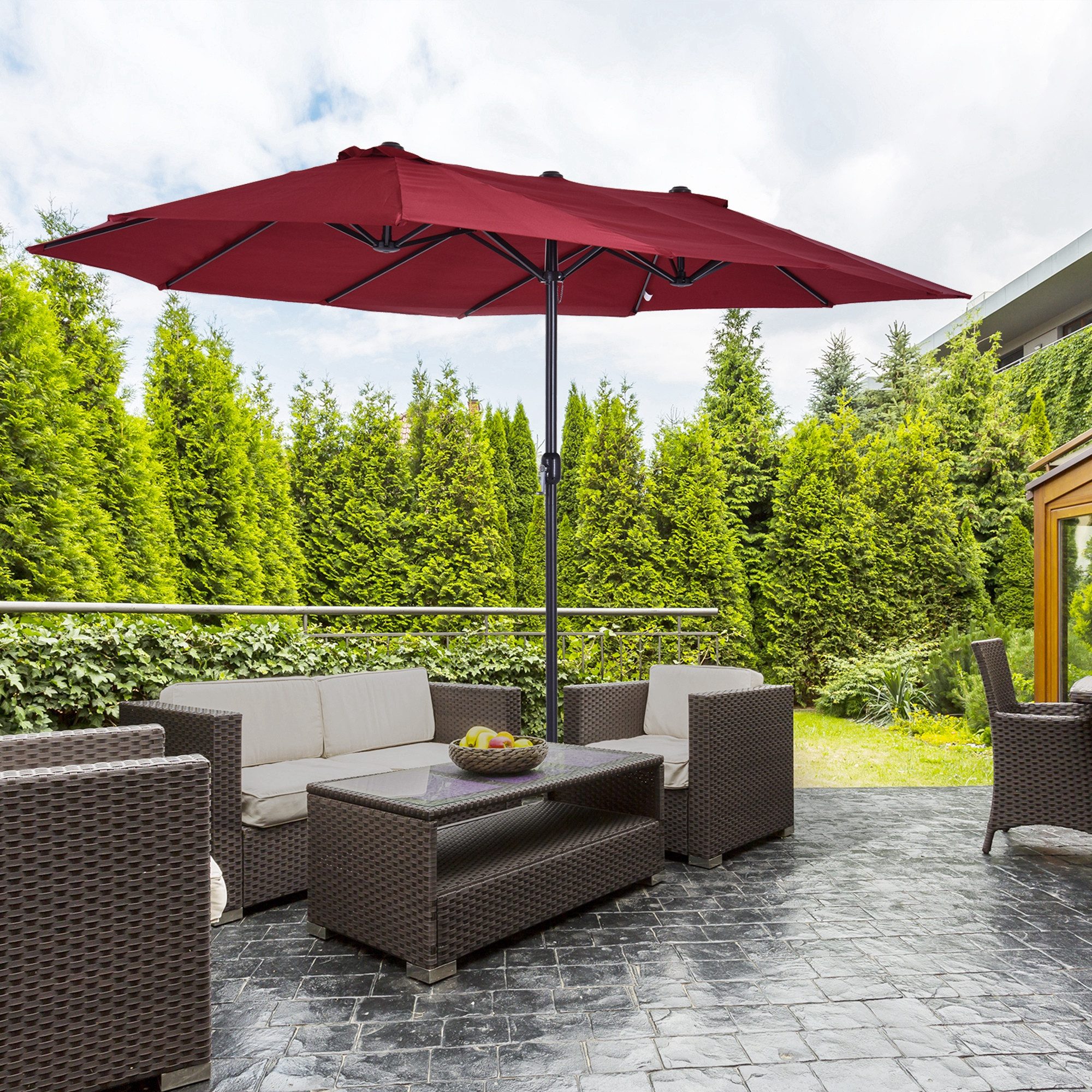 Outsunny Sonnenschirm Terrassenschirm mit Handkurbel, LxB: günstig online kaufen