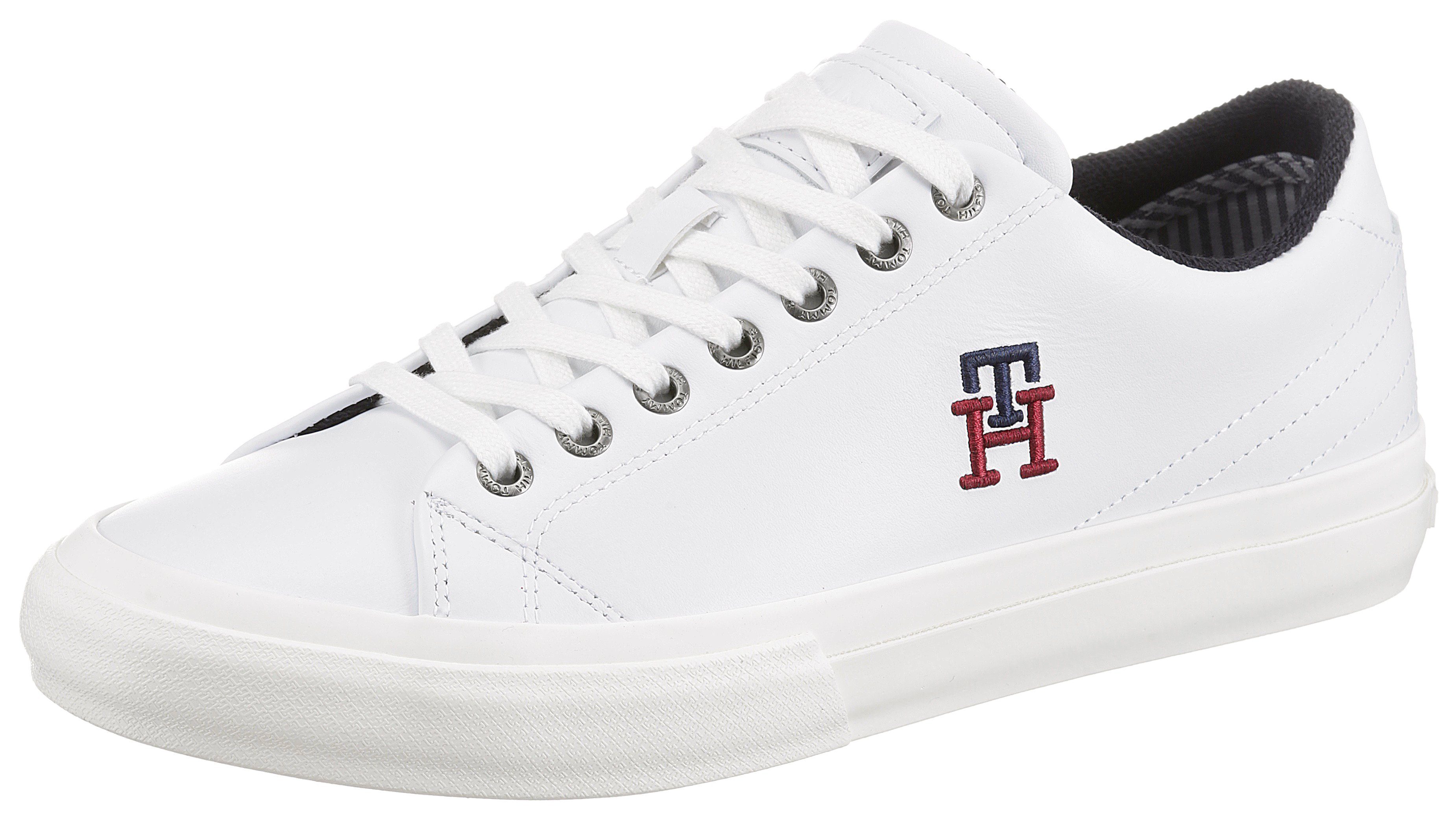 tommy badge vulcanised leather trainers