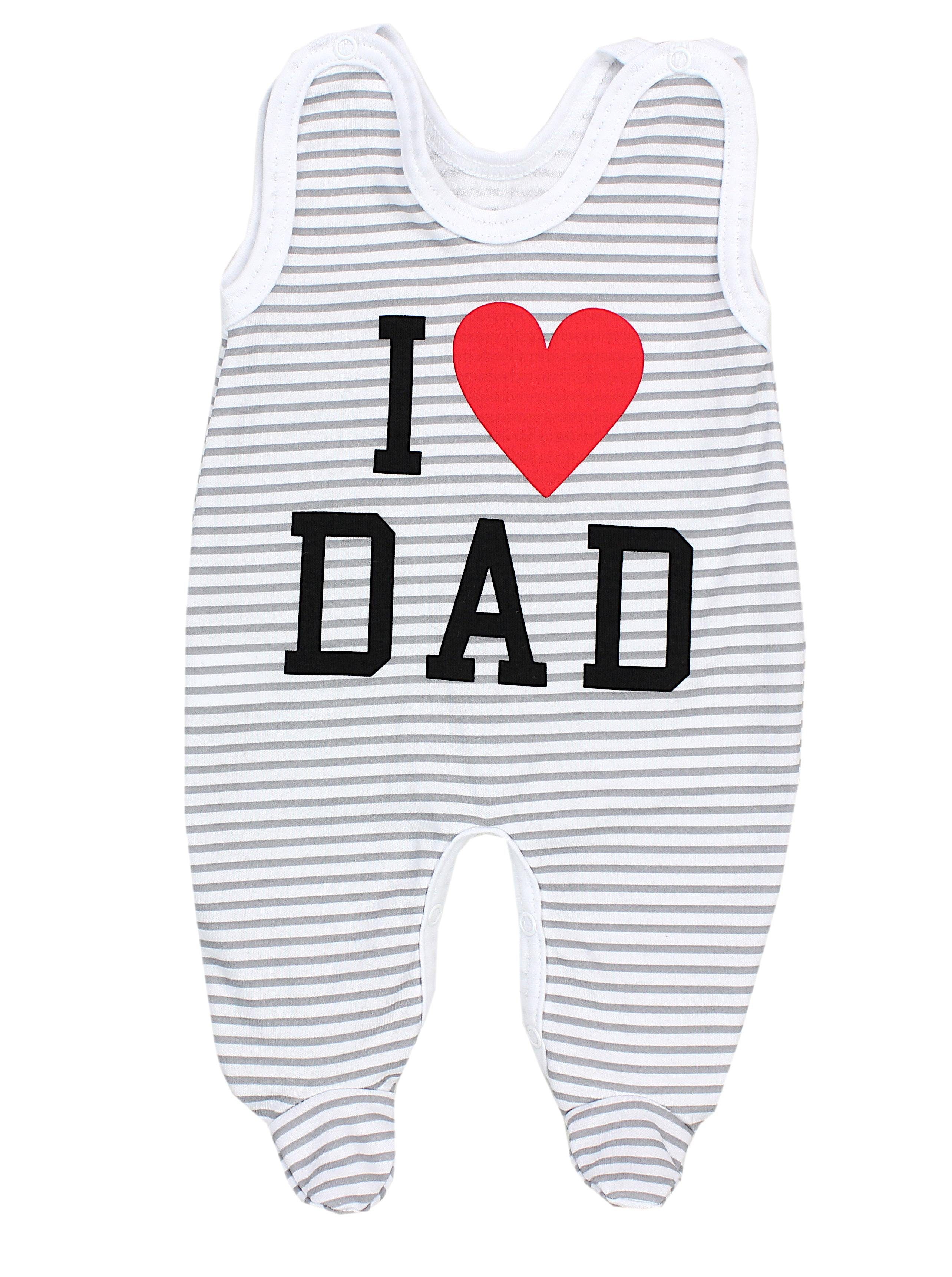 TupTam Strampler TupTam Unisex Baby Strampler mit Spruch I love Mum and Dad I love Dad Streifen Grau