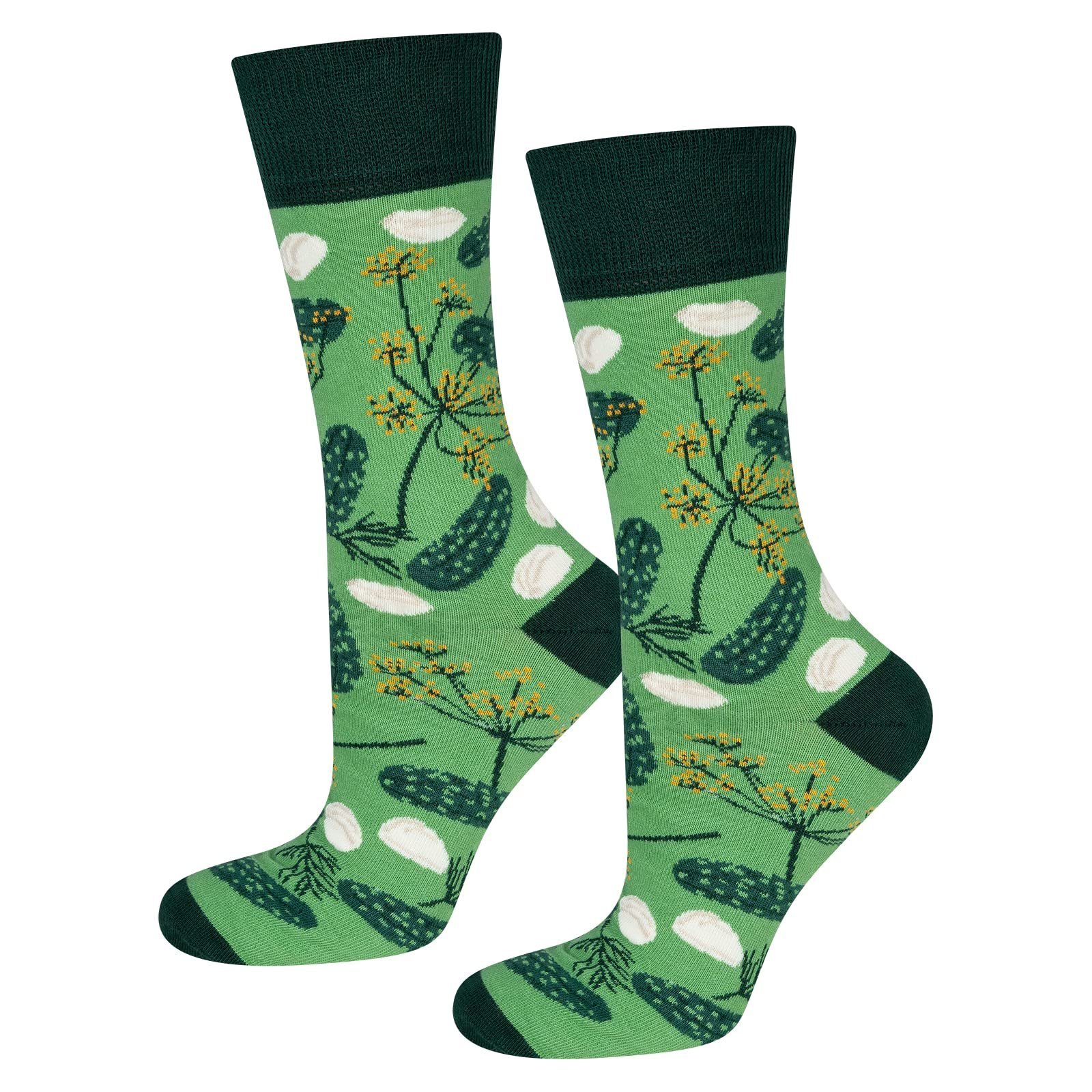 Soxo Socken Geschenke Größen Damen In Grün Paar) Socken 2 Funny 1 Lustige Einem Männer Für 1-Paar, (Glas, Glas Socks