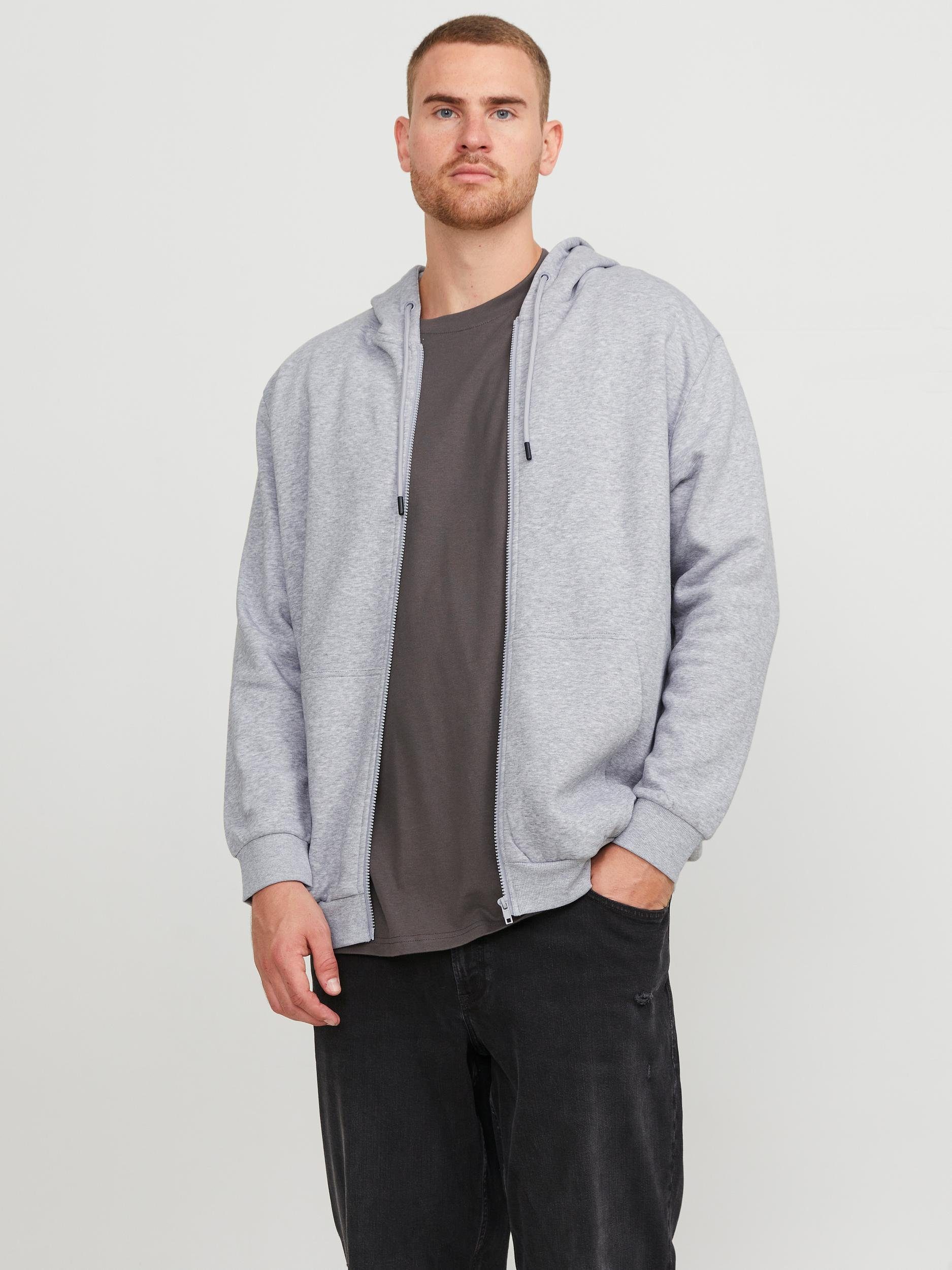 Jack & Jones PlusSize Kapuzensweatjacke JJEBRADLEY SWEAT ZIP HOOD NOOS PLS Light Grey Melange