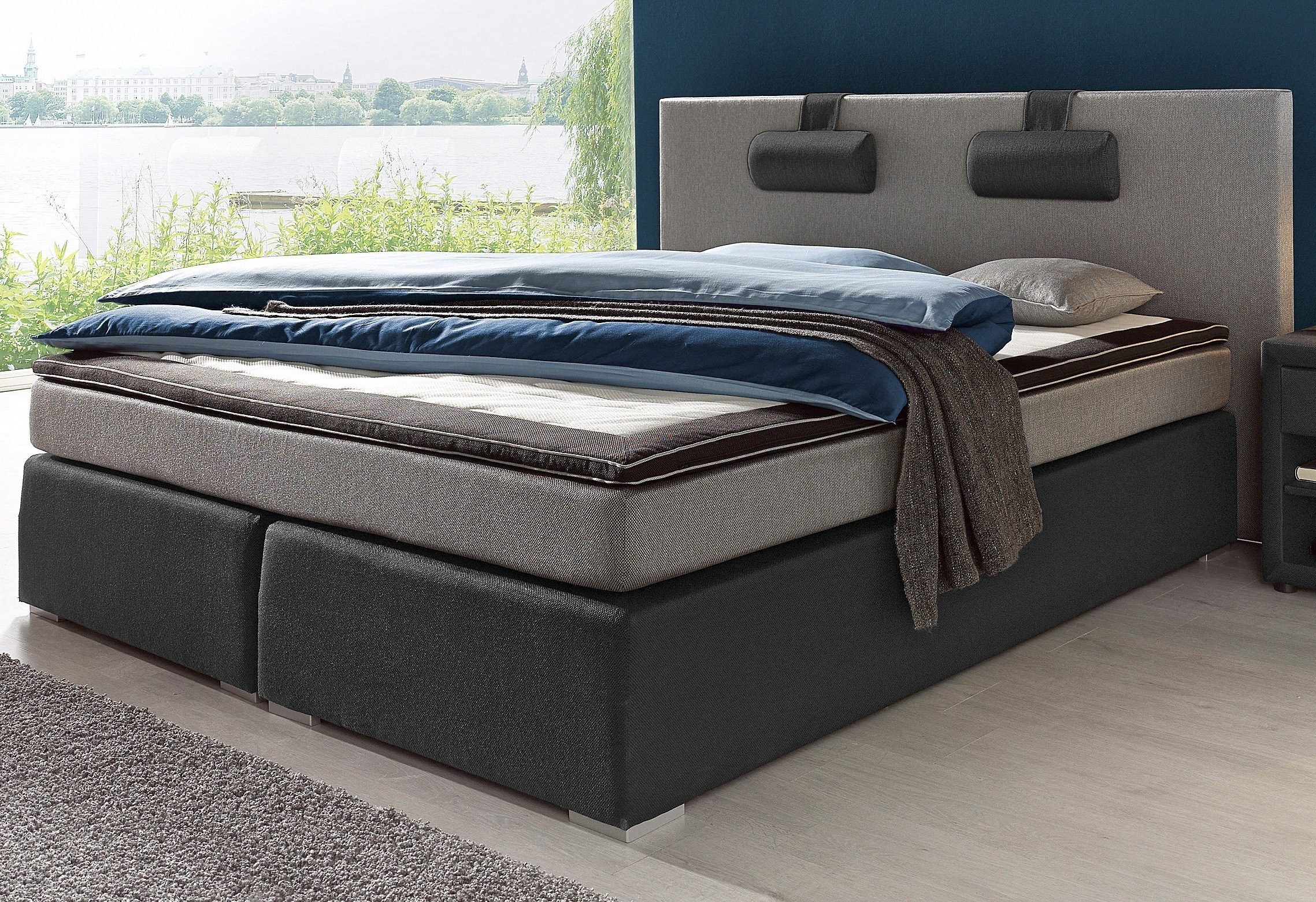 ATLANTIC home collection Boxspringbett Rick, mit Bonnell-Federkernmatratze, inkl. Topper