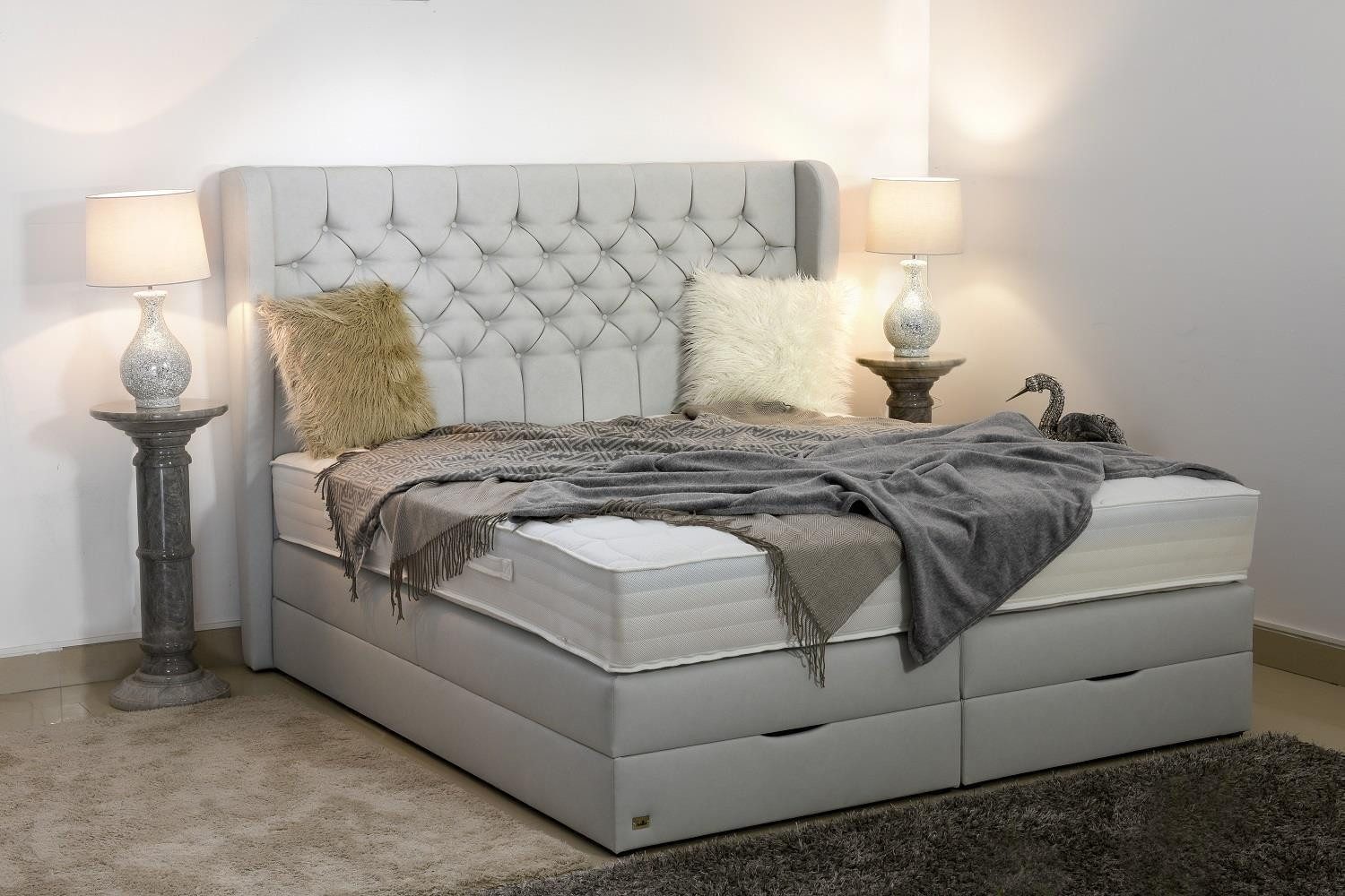 PAARA Boxspringbett Athen K mit Bettkasten Kopfteil verstellbar Stauraum, mit einzigartigem Belüftungssystem