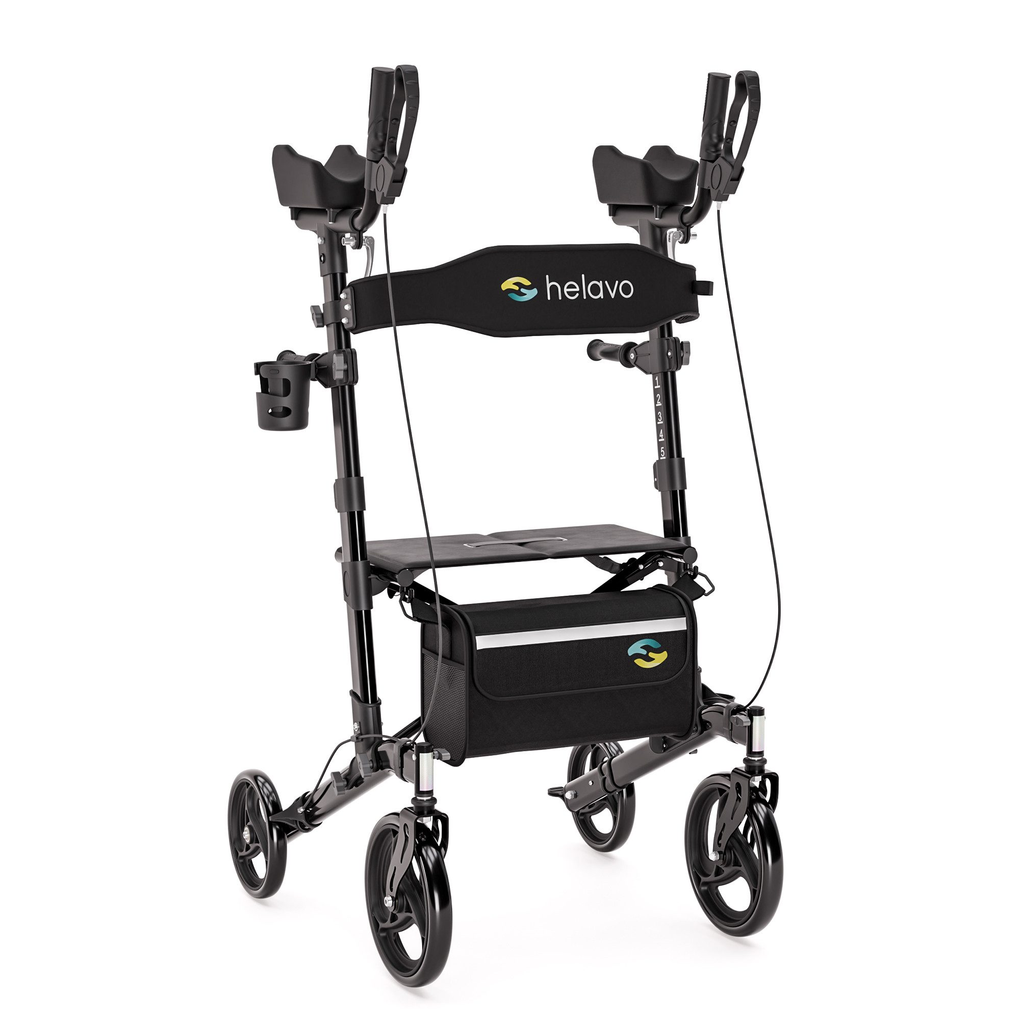 Helavo Rollator H1060, Aufrechter Arthritis-Rollator mit Unterarmstützen & Sitz bis 136kg