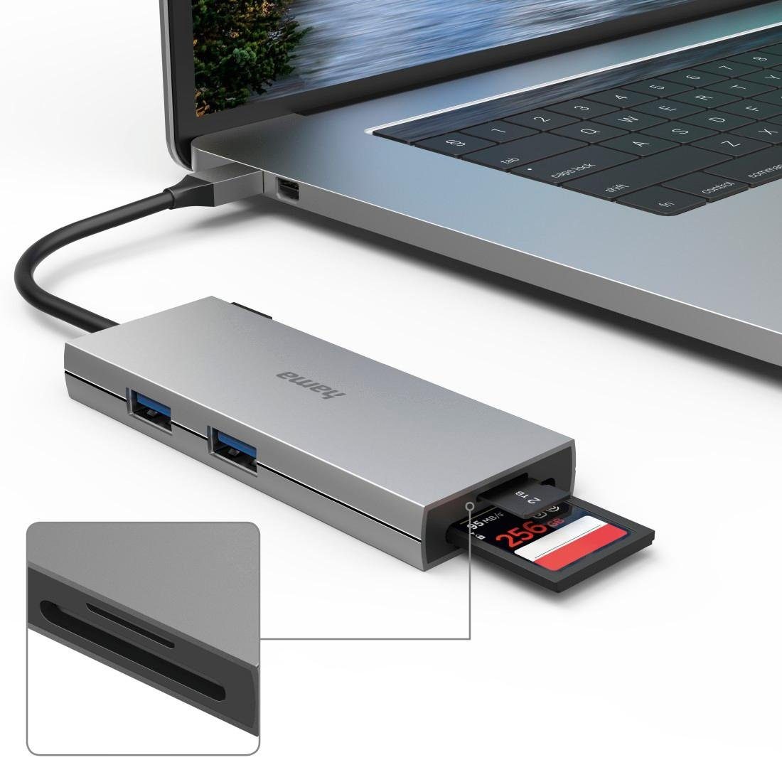 USB-C, HDMI™, 2x cm 15 micro Ports, Hama USB-C-Hub, USB-Adapter USB-C 6 SD USB-A, SD, USB-C,