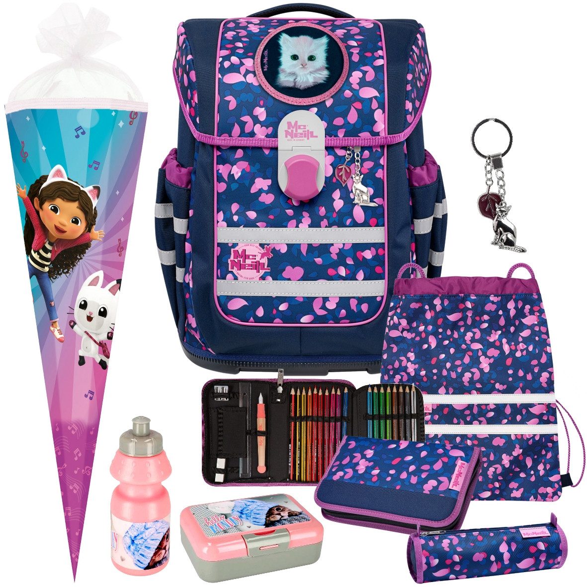 McNeill Schulranzen 1.Klasse Mädchen Compacto in verschiedenen Sets (8-tlg)