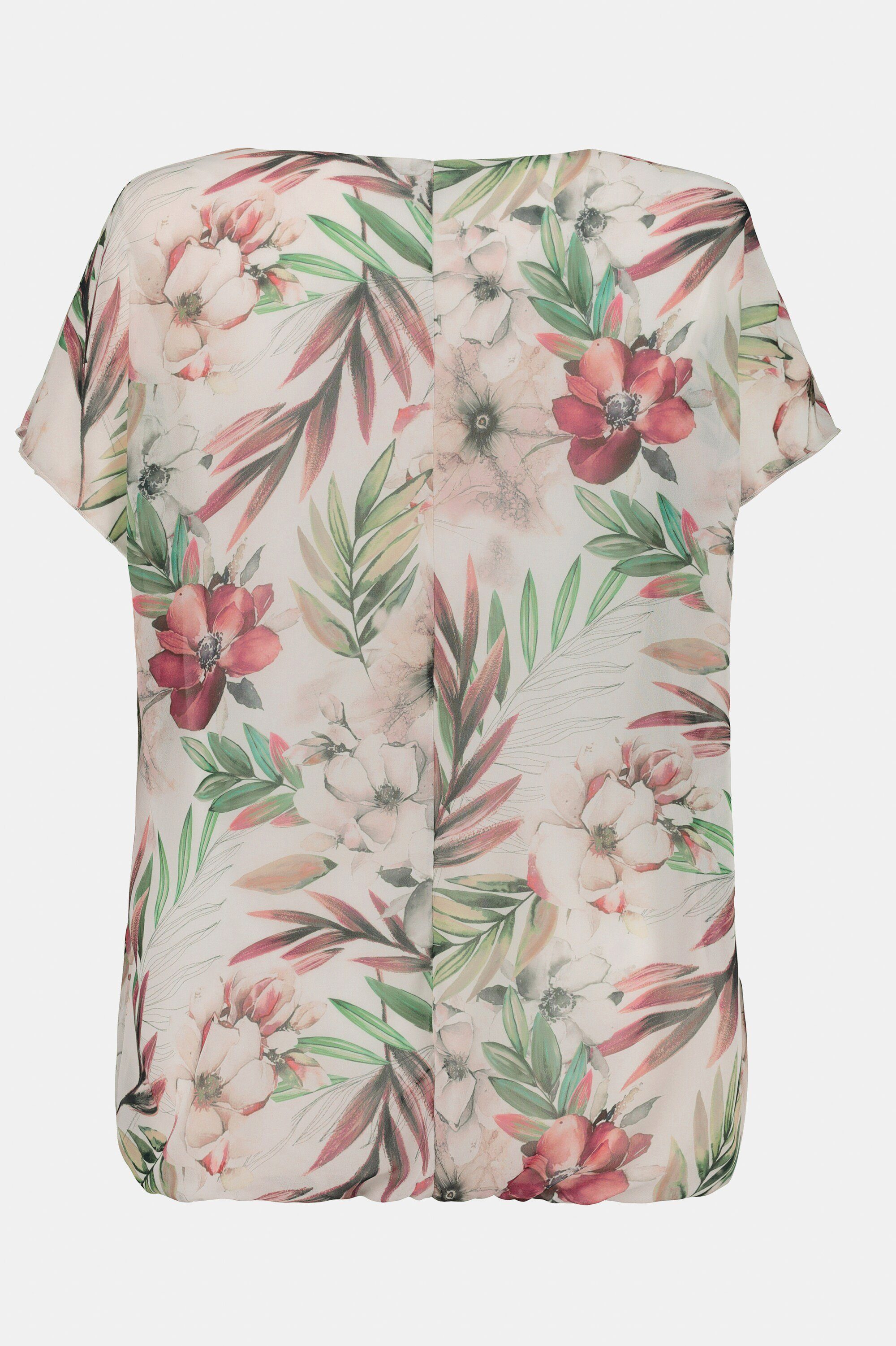 Damen Shirts Gina Laura Shirtbluse Bluse Blütenmuster Gummisaum Viskose