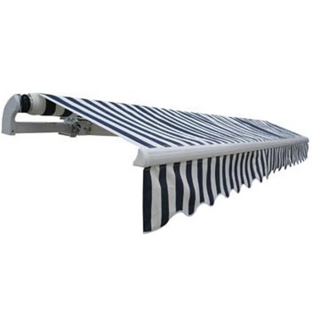 vidaXL Markise 400 cm Gelenkarmmarkise Motorisiert 400 cm Blau Weiß Balkon Terrasse