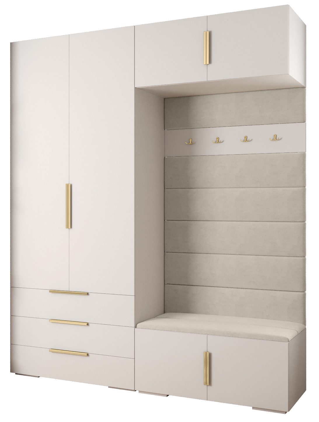 ABIKS MÖBEL Kompaktgarderobe INOVA 1 SATZ 12 Möbelset, Garderobe mit Kleiderstange und Regalen