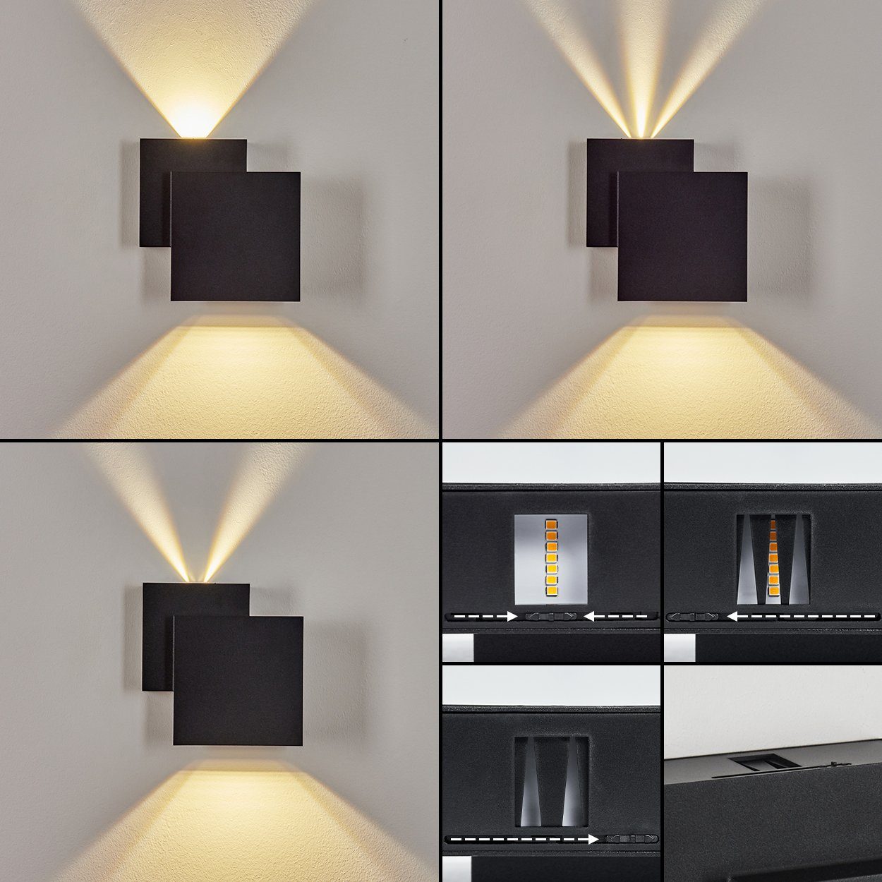 Watt, Lumen, verstellbarem 21 Außen-Wandleuchte m. Metall wechselbar, LED hofstein 850 3000 Schwarz, IP44 moderne LED in Lichteffekt, aus Wandleuchte Kelvin,