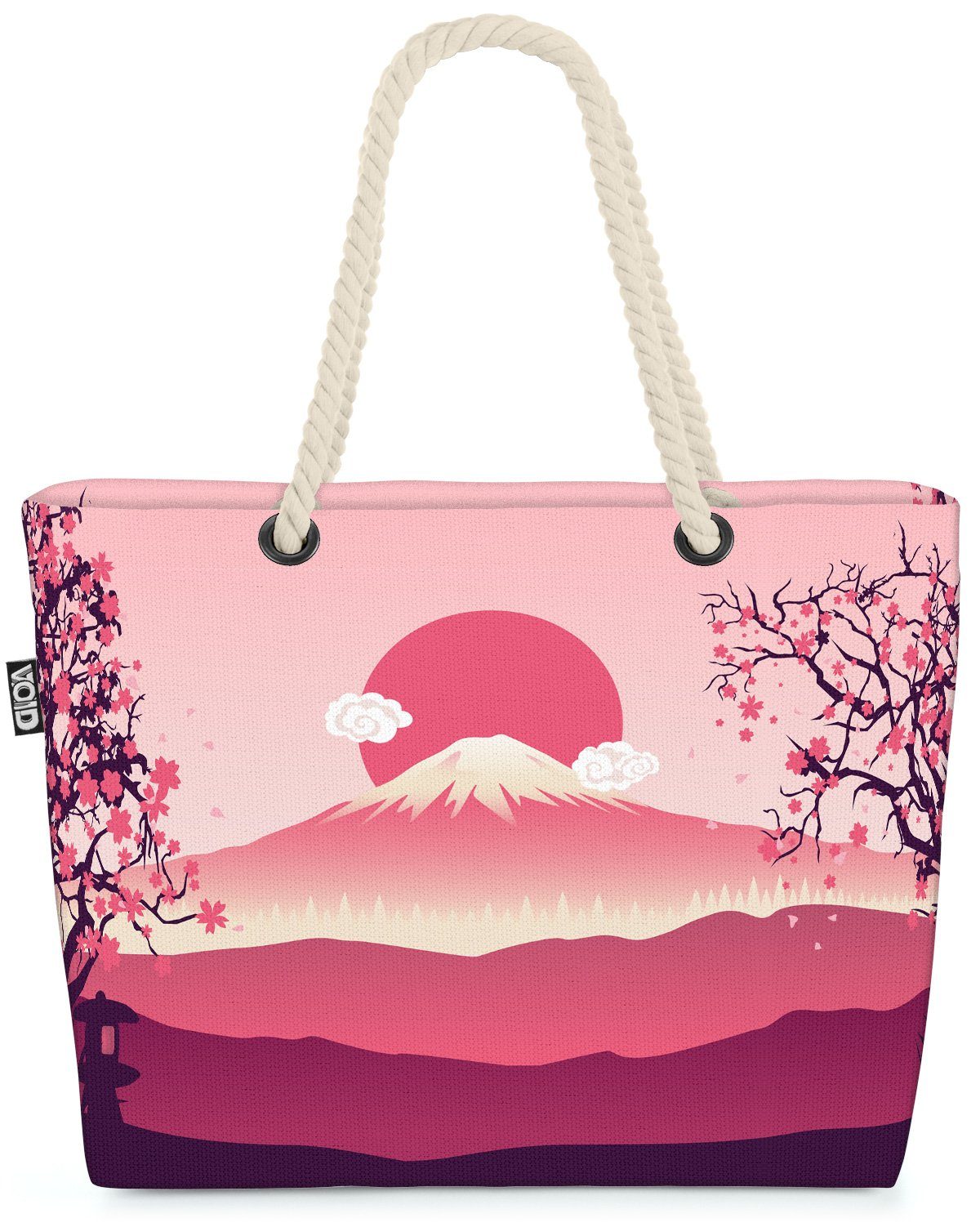 VOID Strandtasche (1-tlg), Berg Japan Rosa Kirschblüten Landschaft wandern japanisch kust kirsch