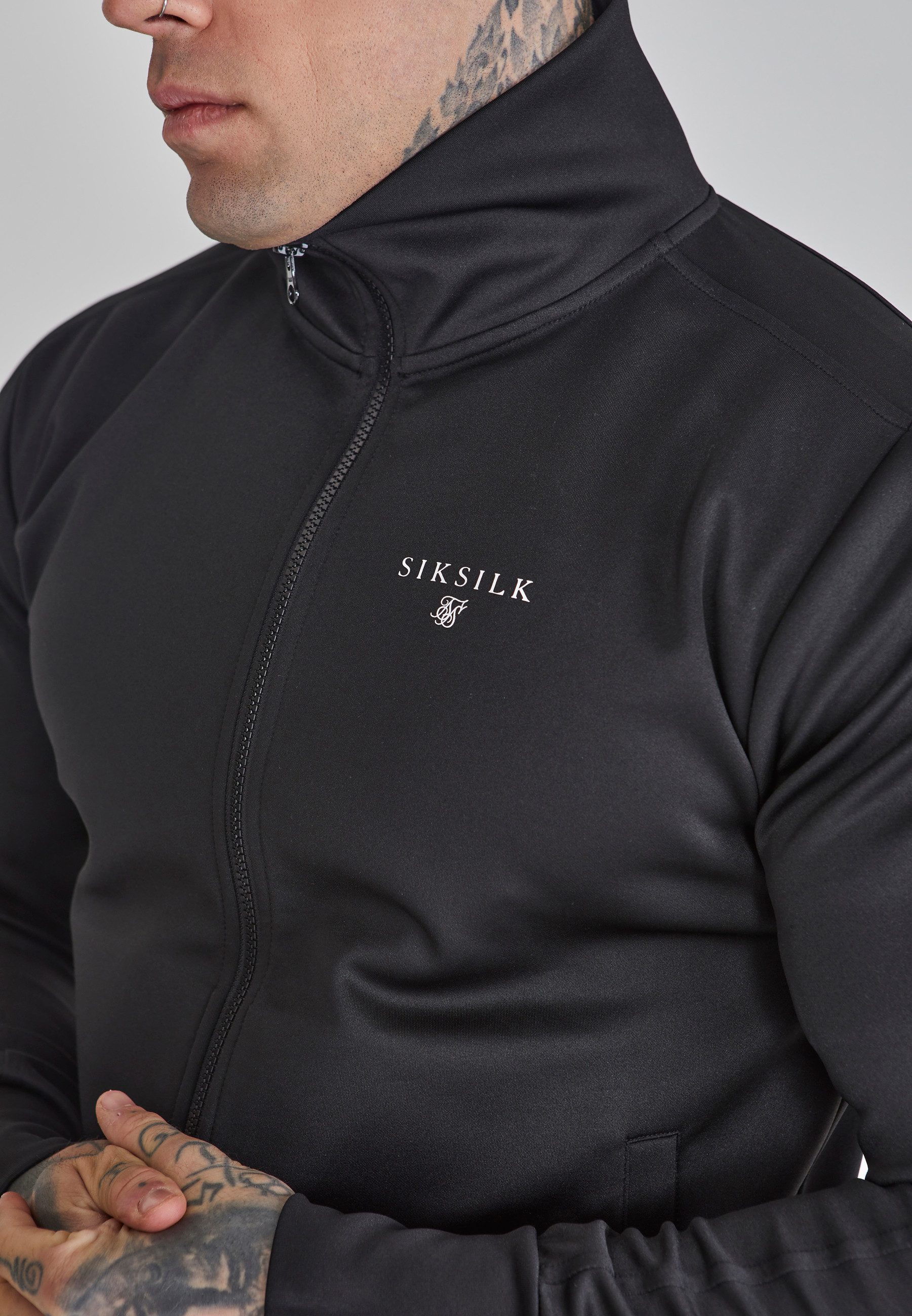 Siksilk Sweatjacke SikSilk Herren Schwarze Essentials Poly Trainingsjacke