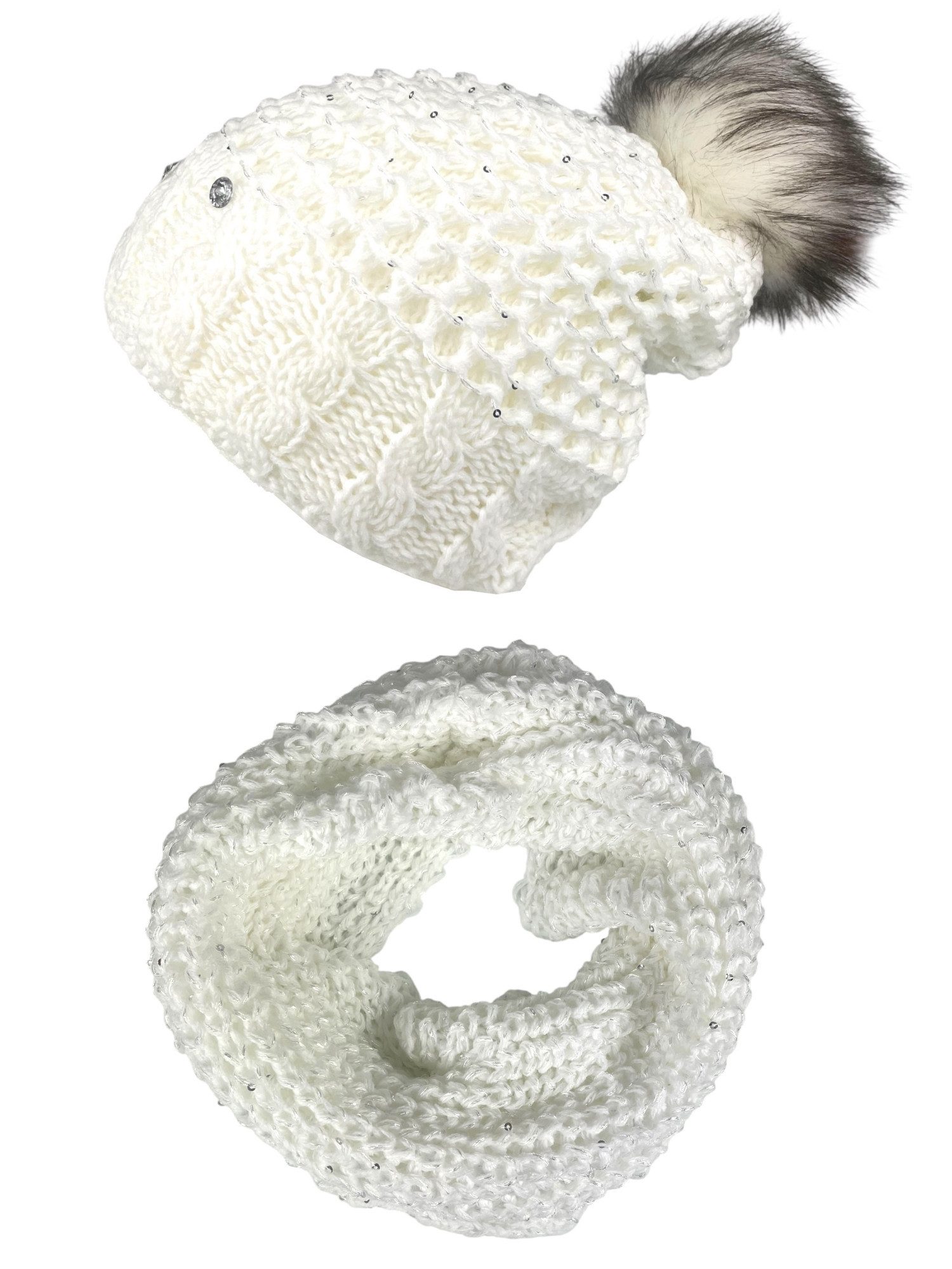 Taschen4life Strickmütze Tammy Damen Mütze & Schal Set (2 teilig, Strickmüt günstig online kaufen