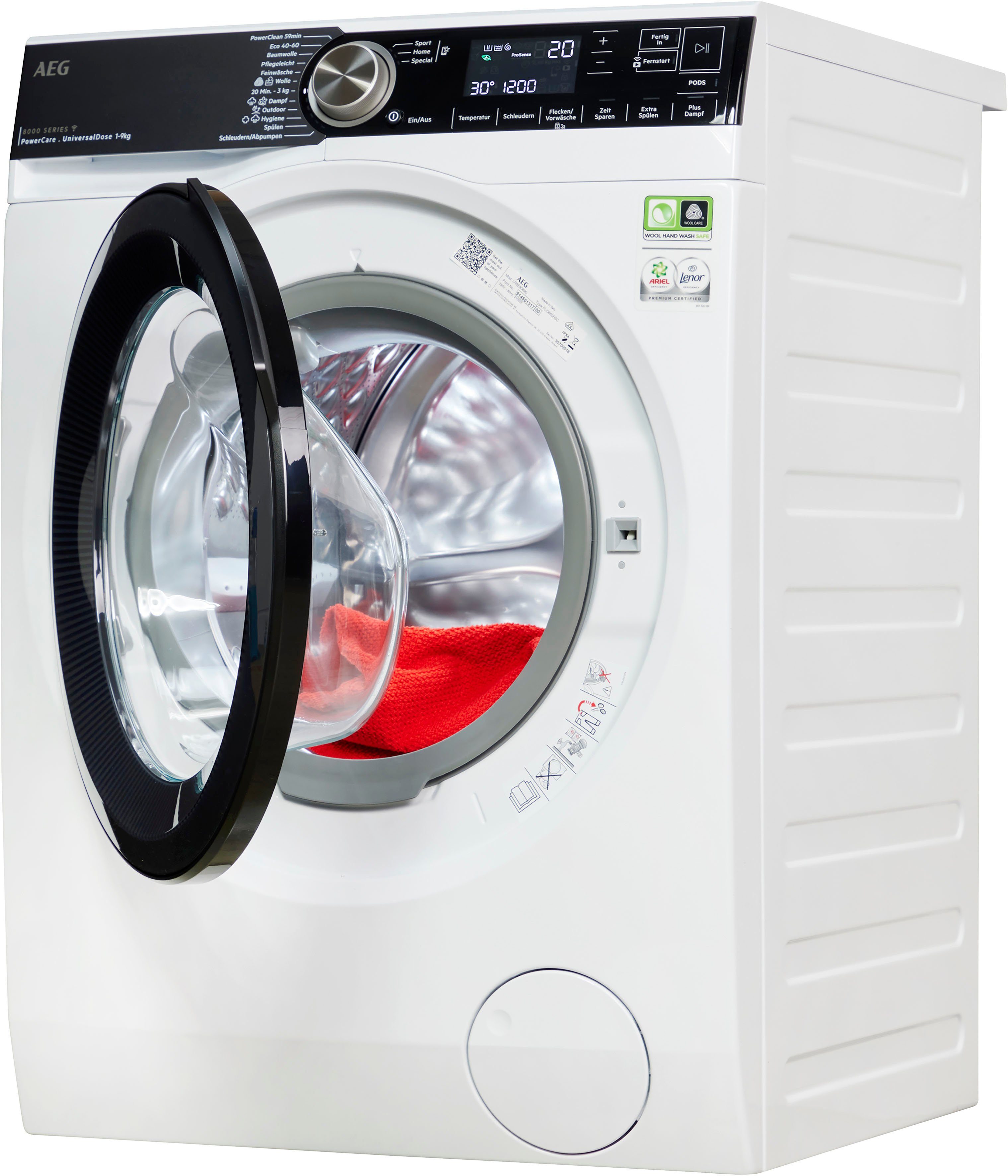 AEG Waschmaschine 8000 PowerCare® LR8E80690 914501317, 9 kg, 1600 U/min, UniversalDose: löst PODS®/Caps 60 % schneller auf für beste Reingung