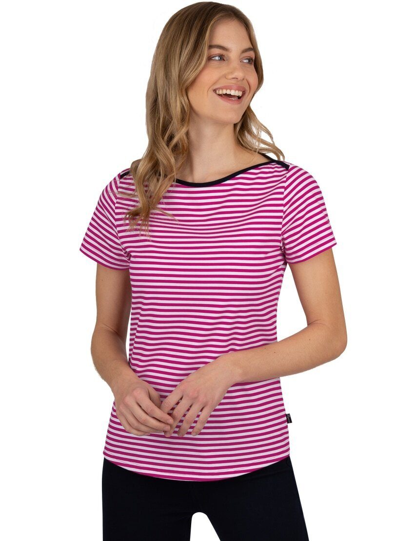 Trigema T-Shirt TRIGEMA in Geringeltes magenta T-Shirt verschiedenen Farben