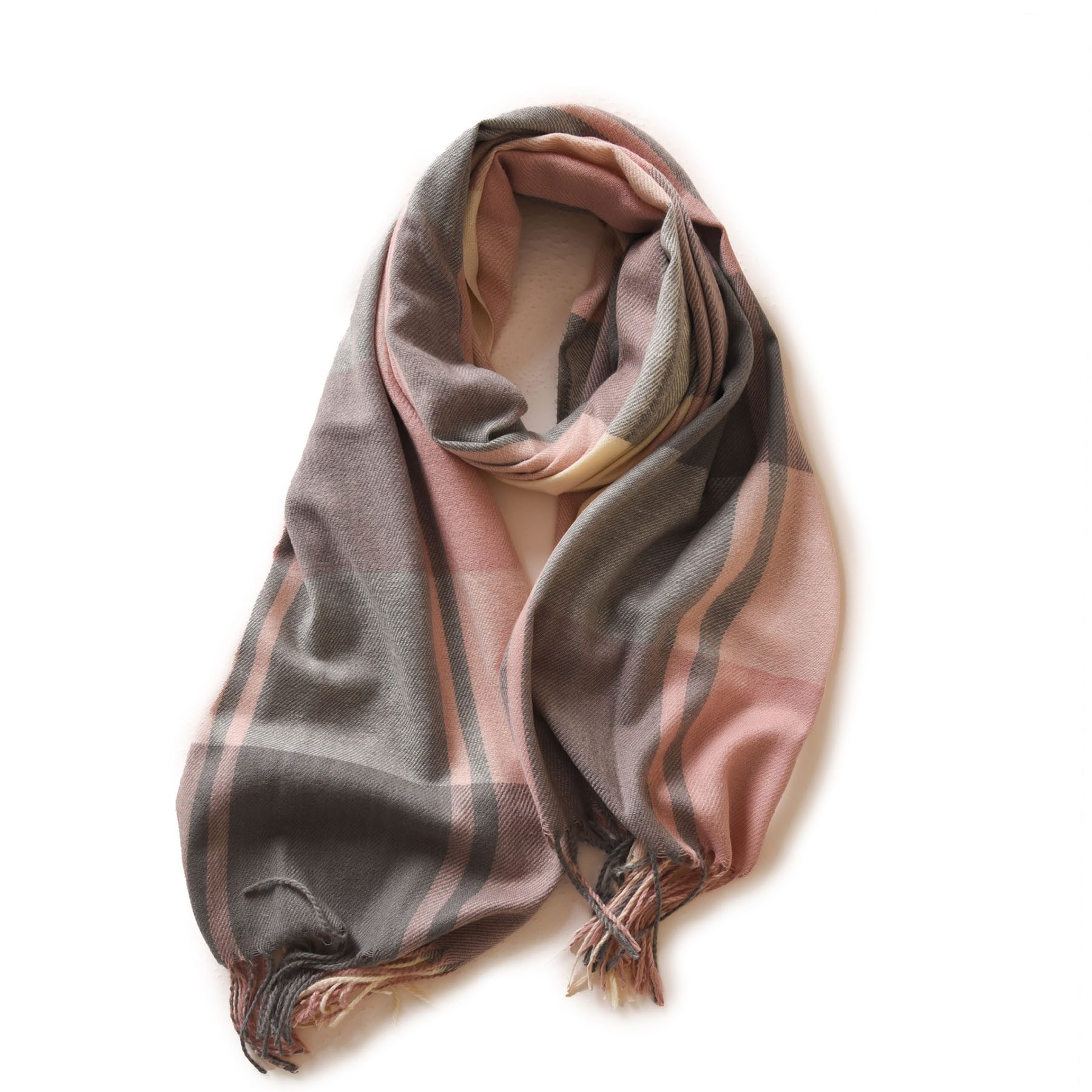 Mutig Wollschal Damen Winter Senior Plaid Kaschmir Schal,übergroßer185*65cm Schal, (Tartan Schultertuch Mit Quasten,Warmer Oversized Poncho,Mischfarbe, Winter Geschenke für Mama, Freundin oder Schwester,Weihnachtsgeschenk), Aus 100 % Kaschmir-Imitat gefertigt, weich, Elegantes Karomuster