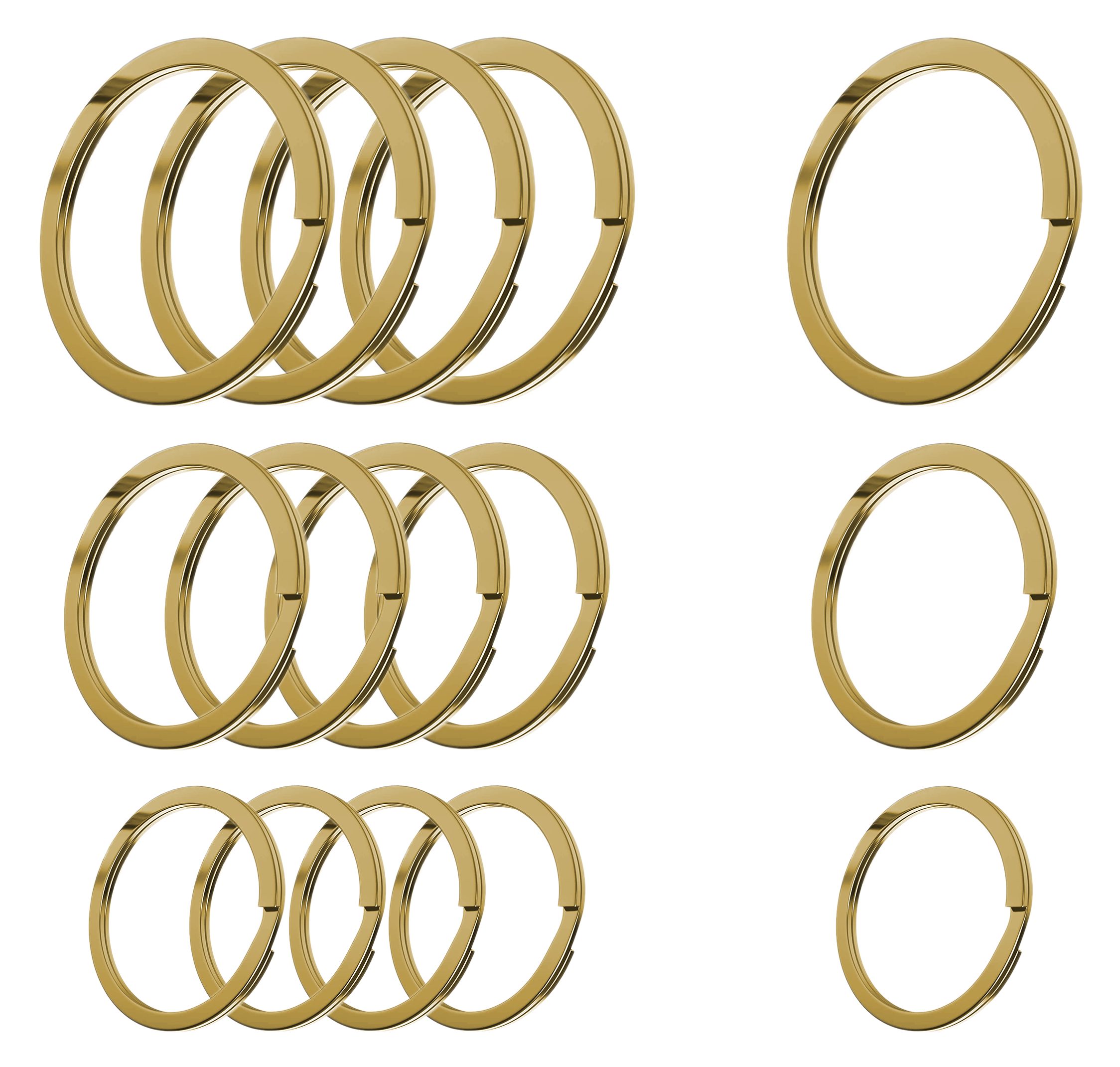 Cerbery Schlüsselanhänger Schlüsselringe Set aus gehärtetem Stahl - 5 x 30 mm, 5 x 25 mm, 5 x 20 mm - Ring Schlüssel Schlüsselanhänger Schlüsselhalter Gold