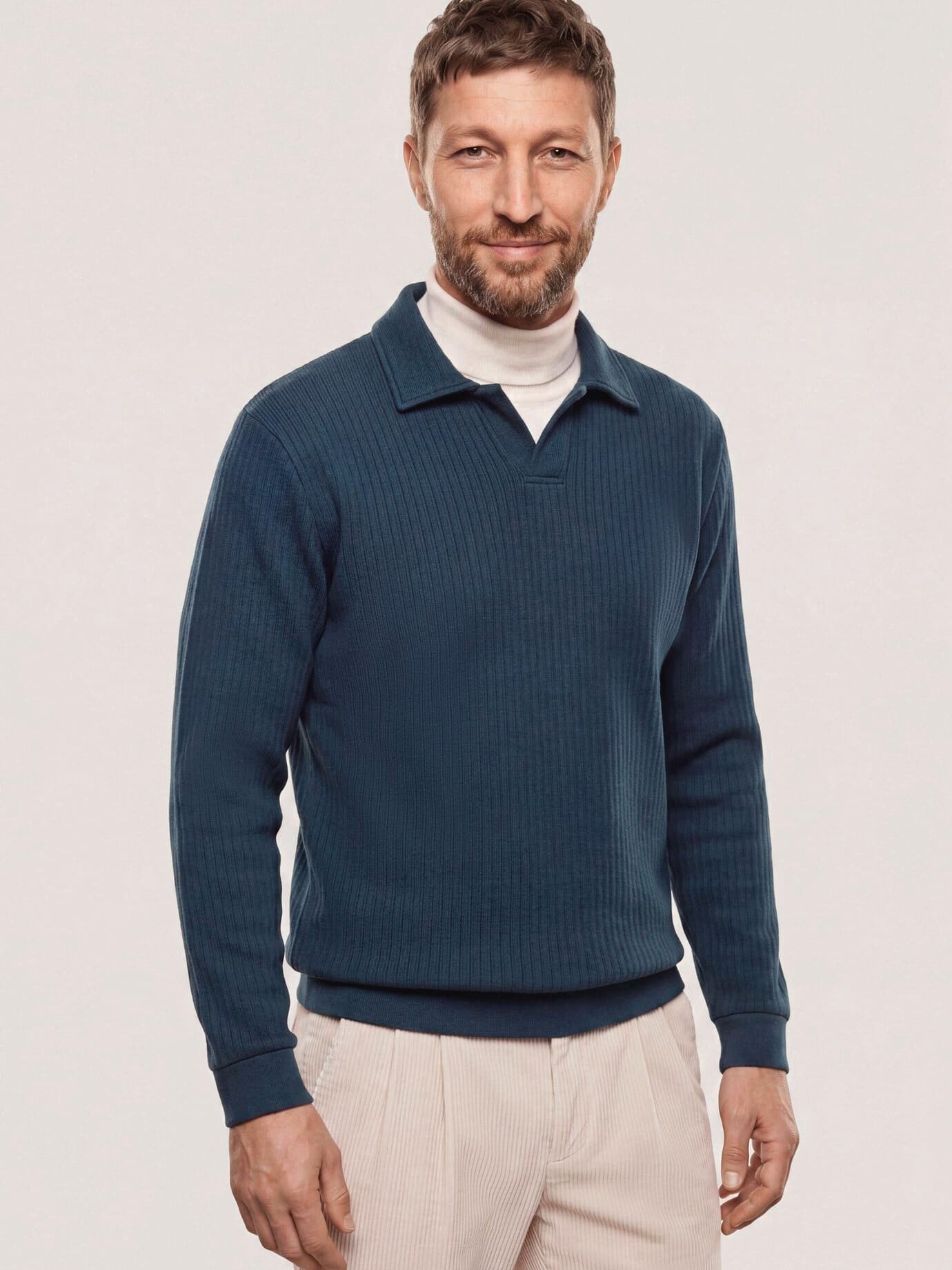 Walbusch Sweatshirt Herren Sweatshirt mit Kragen Langarm, modern, pflegeleicht