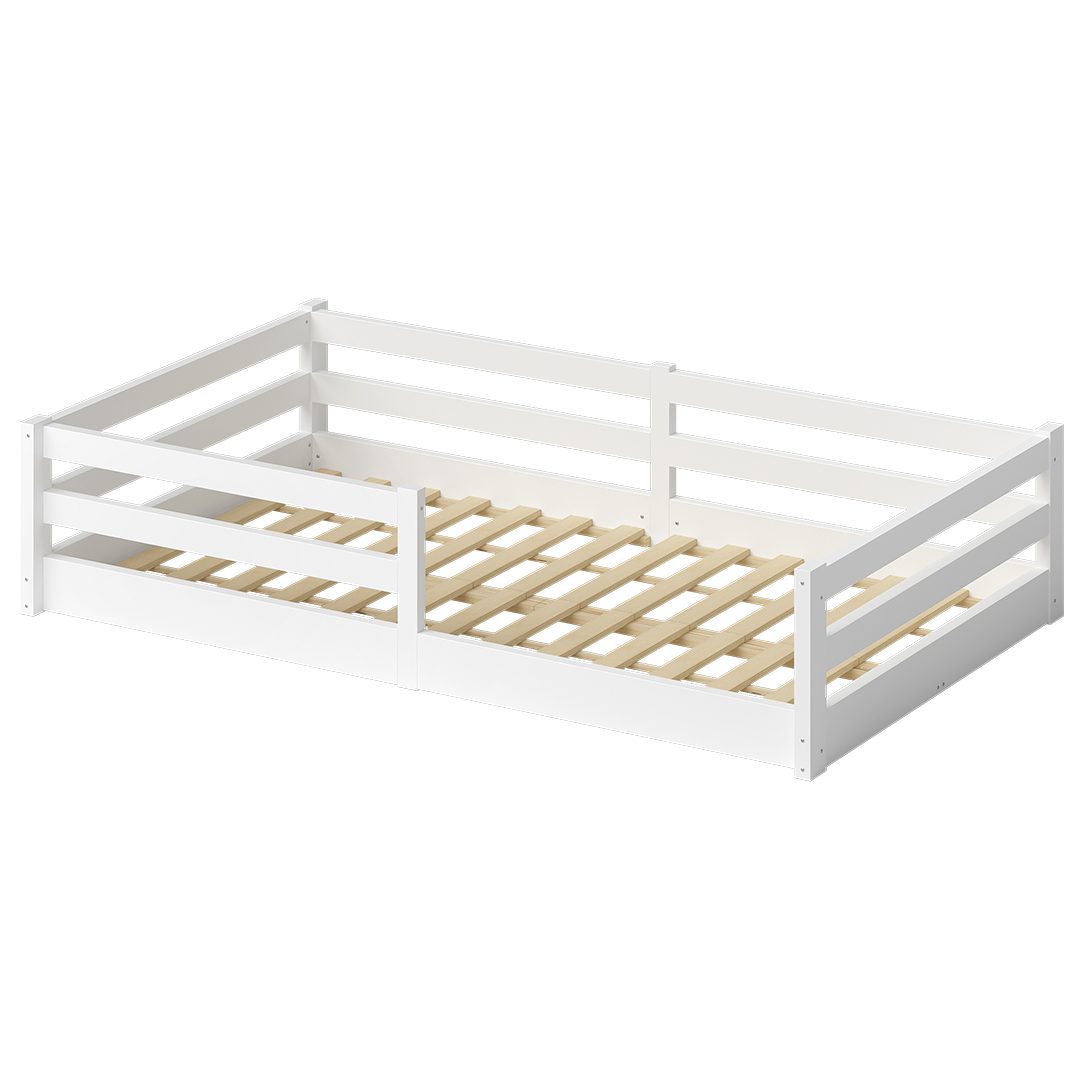 Bellabino Kinderbett Iskri mit Rausfallschutz und Lattenrost (weiß, mit Mat günstig online kaufen