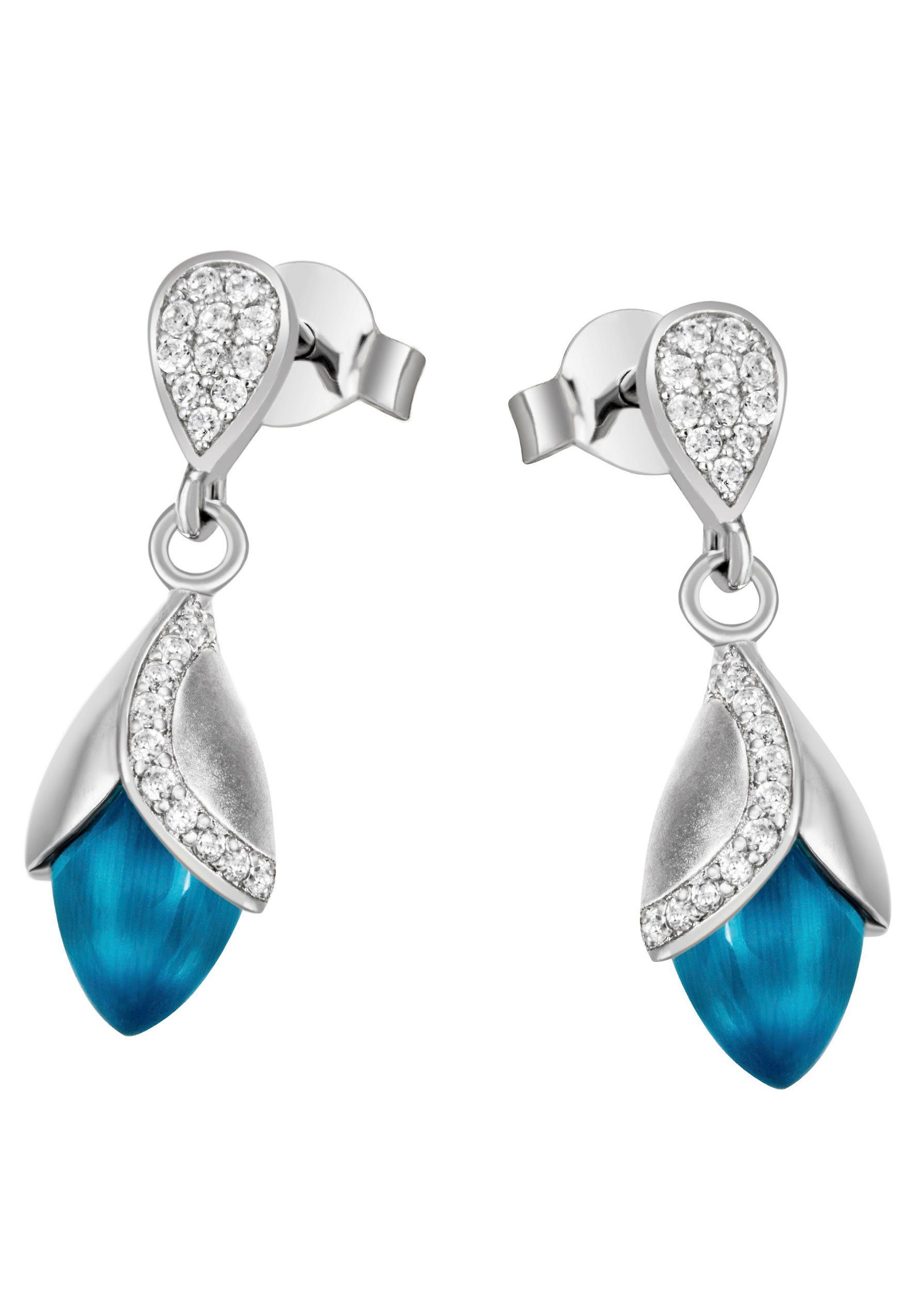 Firetti Paar Серьги-гвоздики Schmuck Geschenk Silber 925 Ohrschmuck Blüte Glitzer, mit Glasstein, Zirkonia (synth)