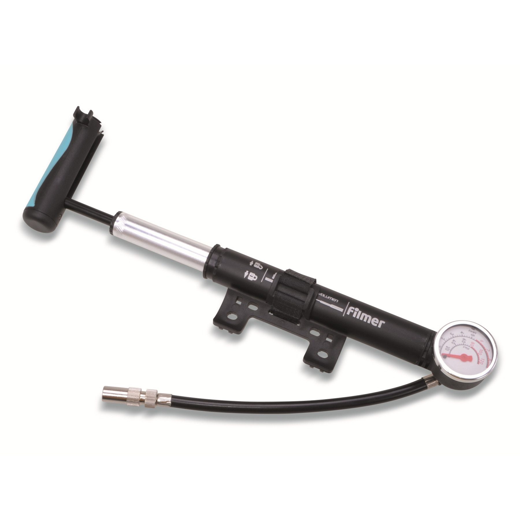 Filmer Luftpumpe FILMER Handluftpumpe Premium 49342, mit Manometer, 8 bar