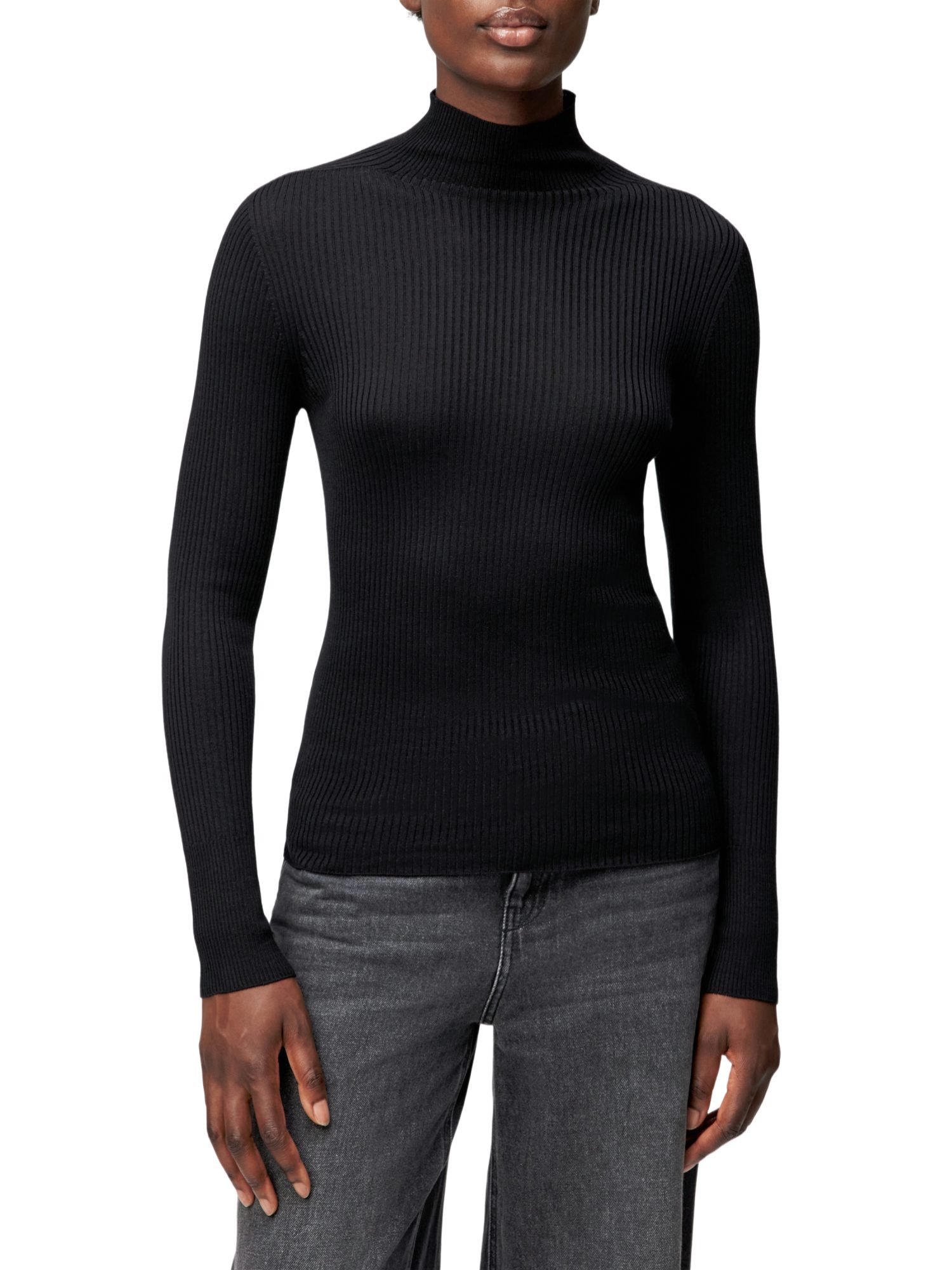 Drykorn Strickpullover schwarz,Casual,Wolle,Unifarben,Rollkragen,Lang,Eng