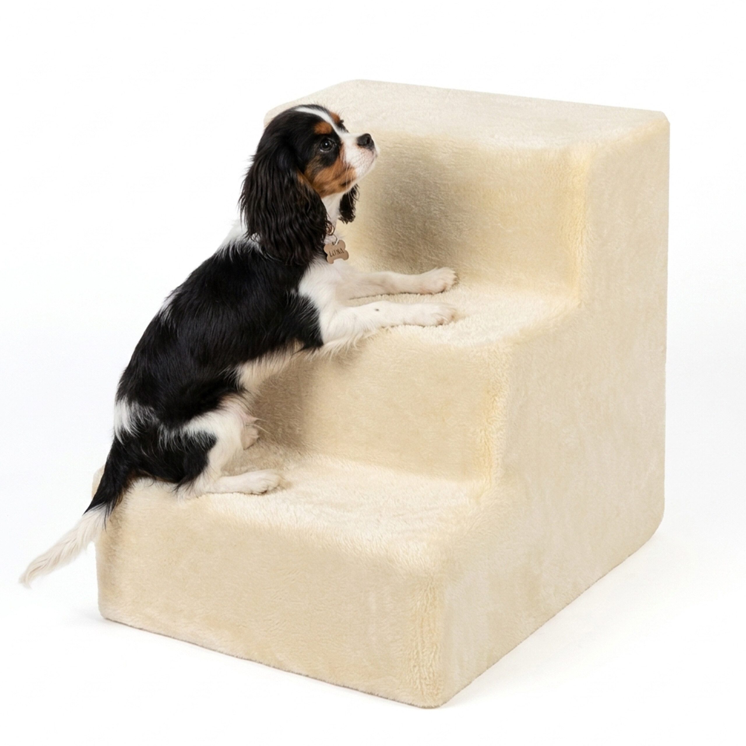 relaxdays Haustiertreppe Hundetreppe mit 3 Stufen (1-St), Beige