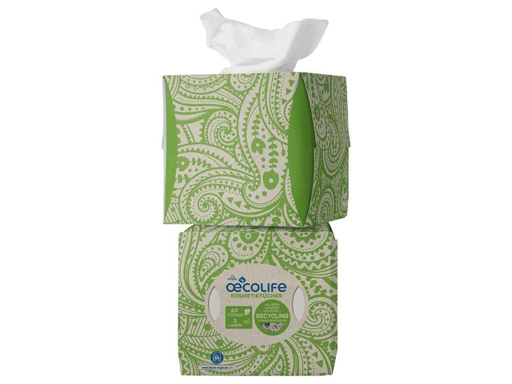 oecolife Papiertaschentücher oecolife Kosmetiktücher 'Recycling' in gemusteter (60-St)