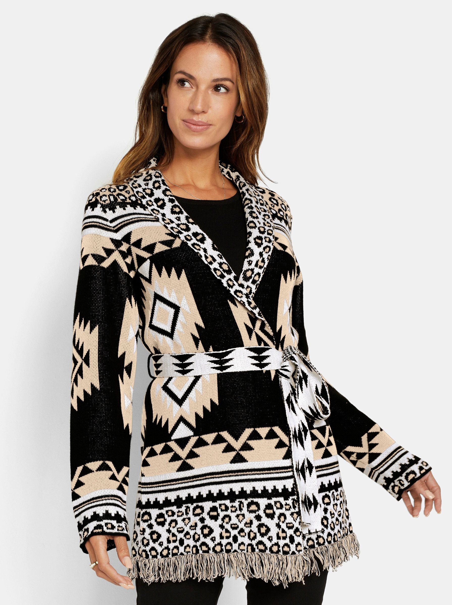 Witt Strickjacke Strickjacke Langarm Jacquard, Mustermix gestrickt
