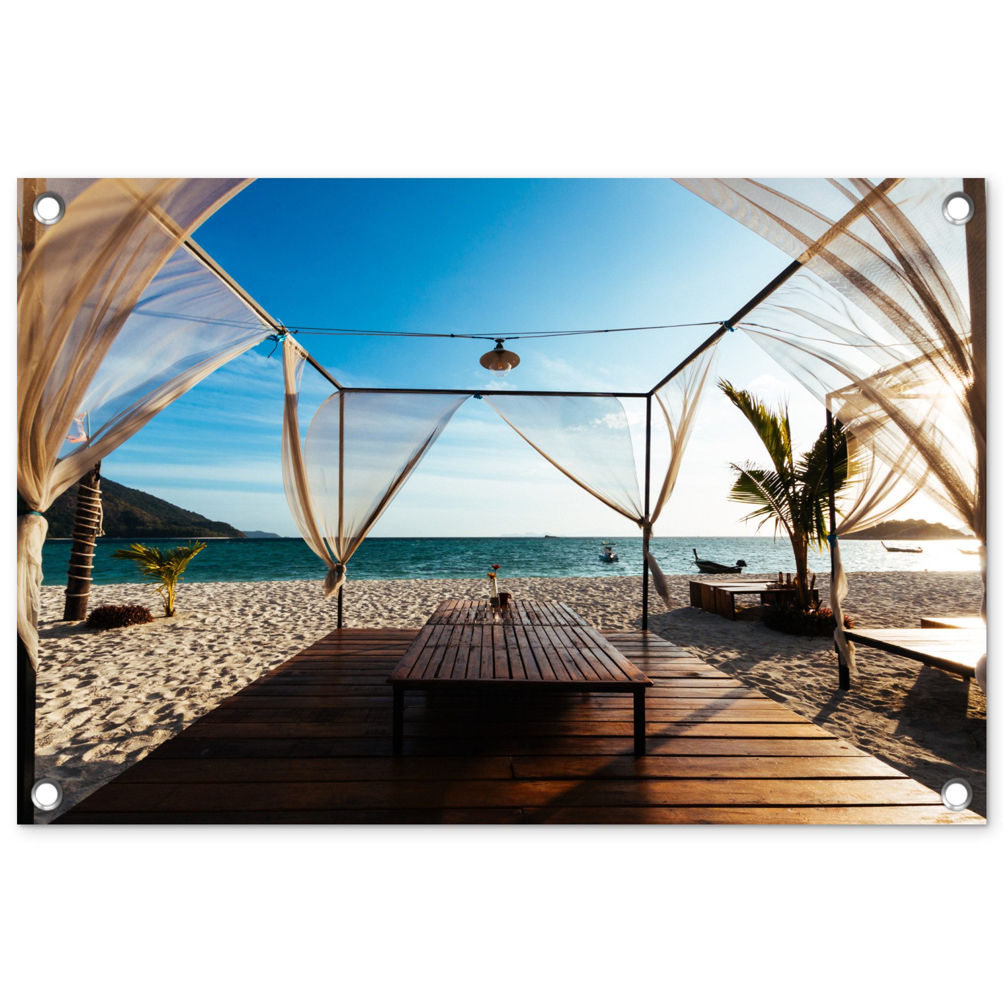 OnlyWow Poster für Garten Strand - Luft - Meer, Gartenposter, Outdoor Bilder, Gartendekoration Bild, 60x40 cm
