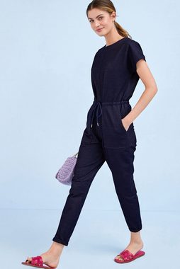 Next Jumpsuit Kurzärmeliger Denim-Overall mit Bindegürtel (1-tlg)