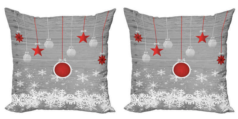 Kissenbezüge Modern Accent Doppelseitiger Digitaldruck, Abakuhaus (2 Stück), Weihnachten Sterne-Flitter Schnee