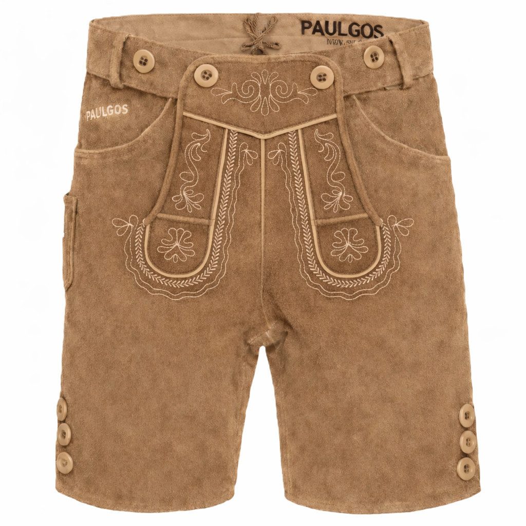 PAULGOS Trachtenhose Herren Lederhose Kurz mit Trägern 100% Echtleder - HK2 günstig online kaufen