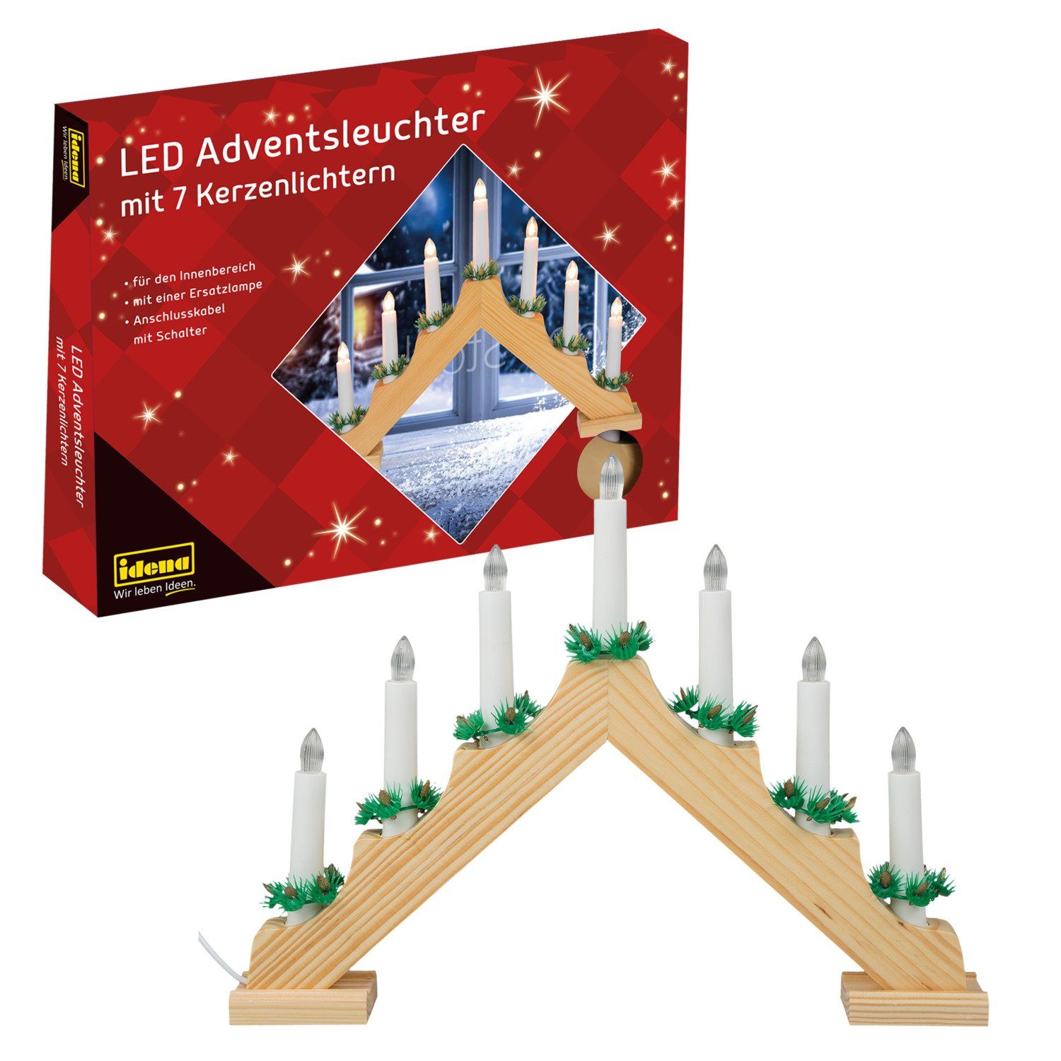 Idena Adventsleuchter Idena 8582088 - LED Adventsleuchter aus naturfarbenem günstig online kaufen