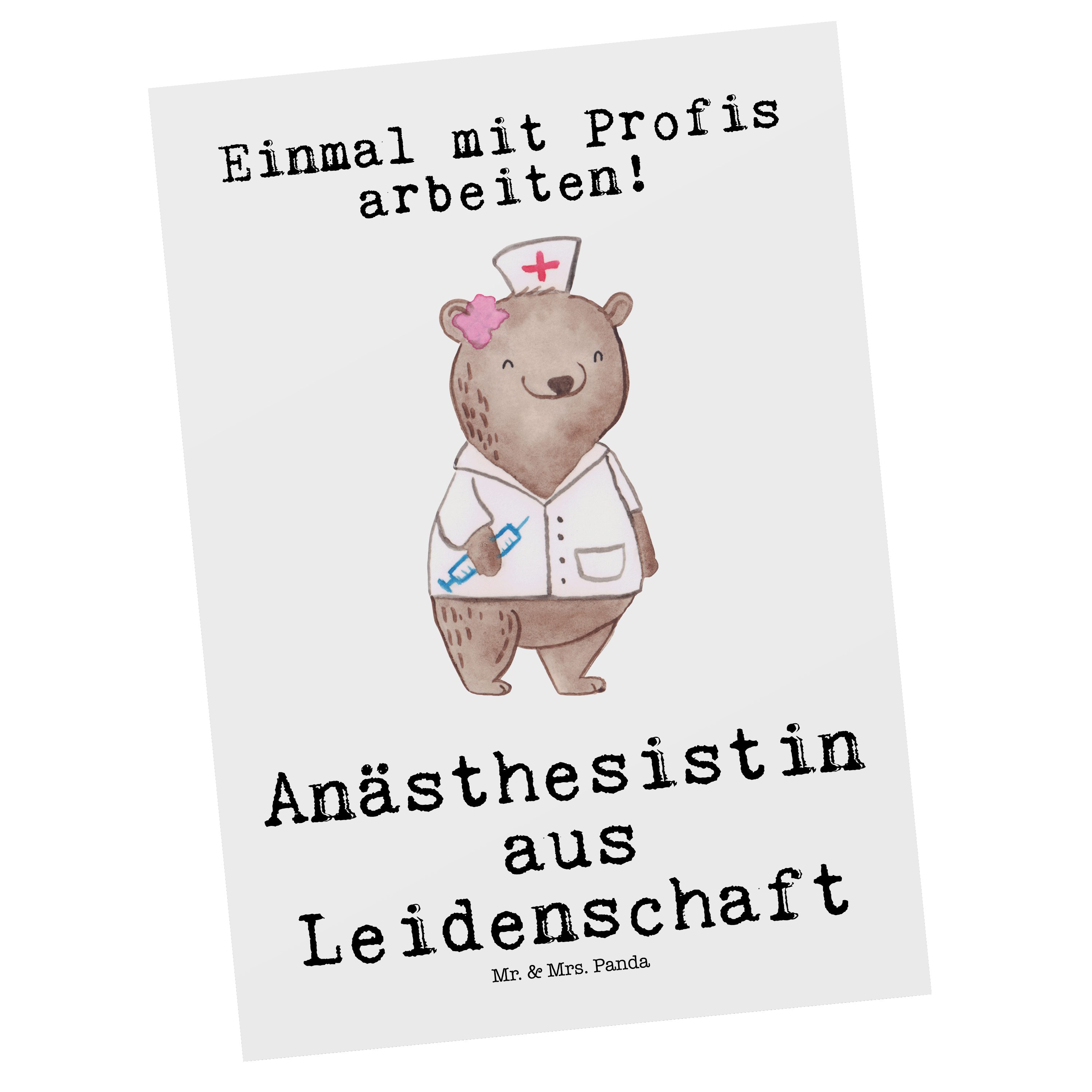 Mr. & Mrs. Panda Postkarte »Anästhesistin aus Leidenschaft Weiß