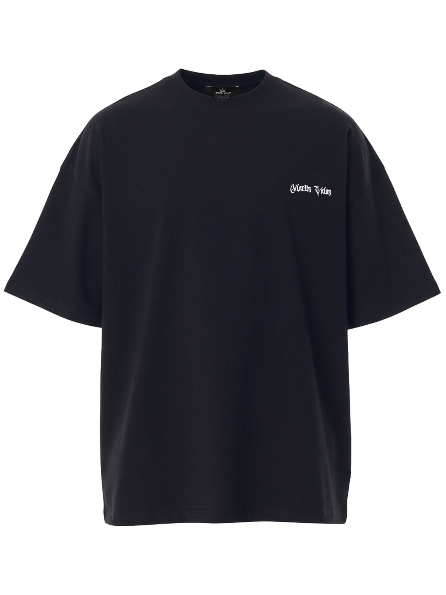 Martin Valen T-Shirt Großes Brust- und Rücken-3D-gedrucktes schwarzes Heavy-T-Shirt