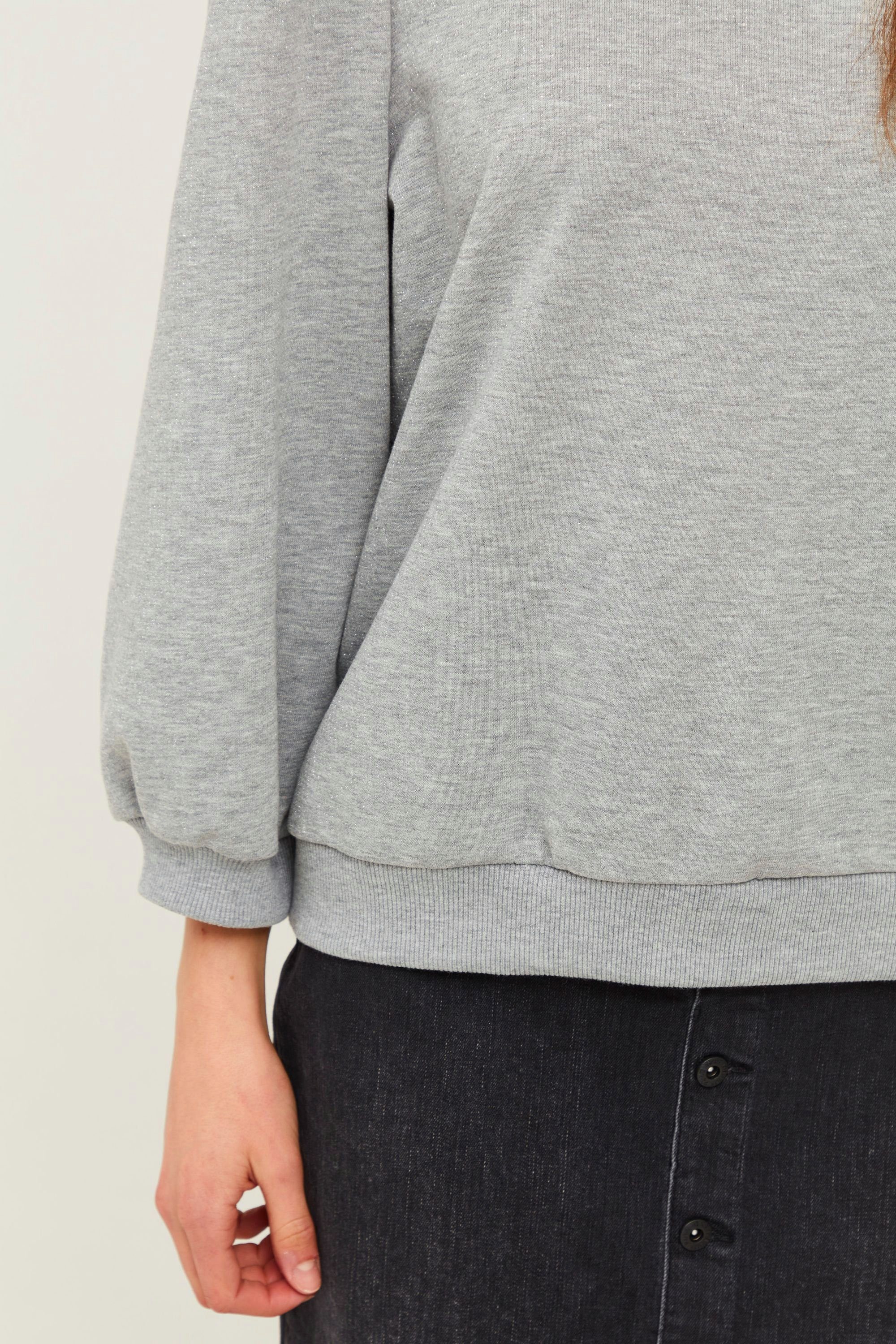 Pulz Jeans Sweatshirt PZSOFIA - Ärmeln (1802011) mit 50206259 Grey Melange Medium Schöner Sweater 3/4